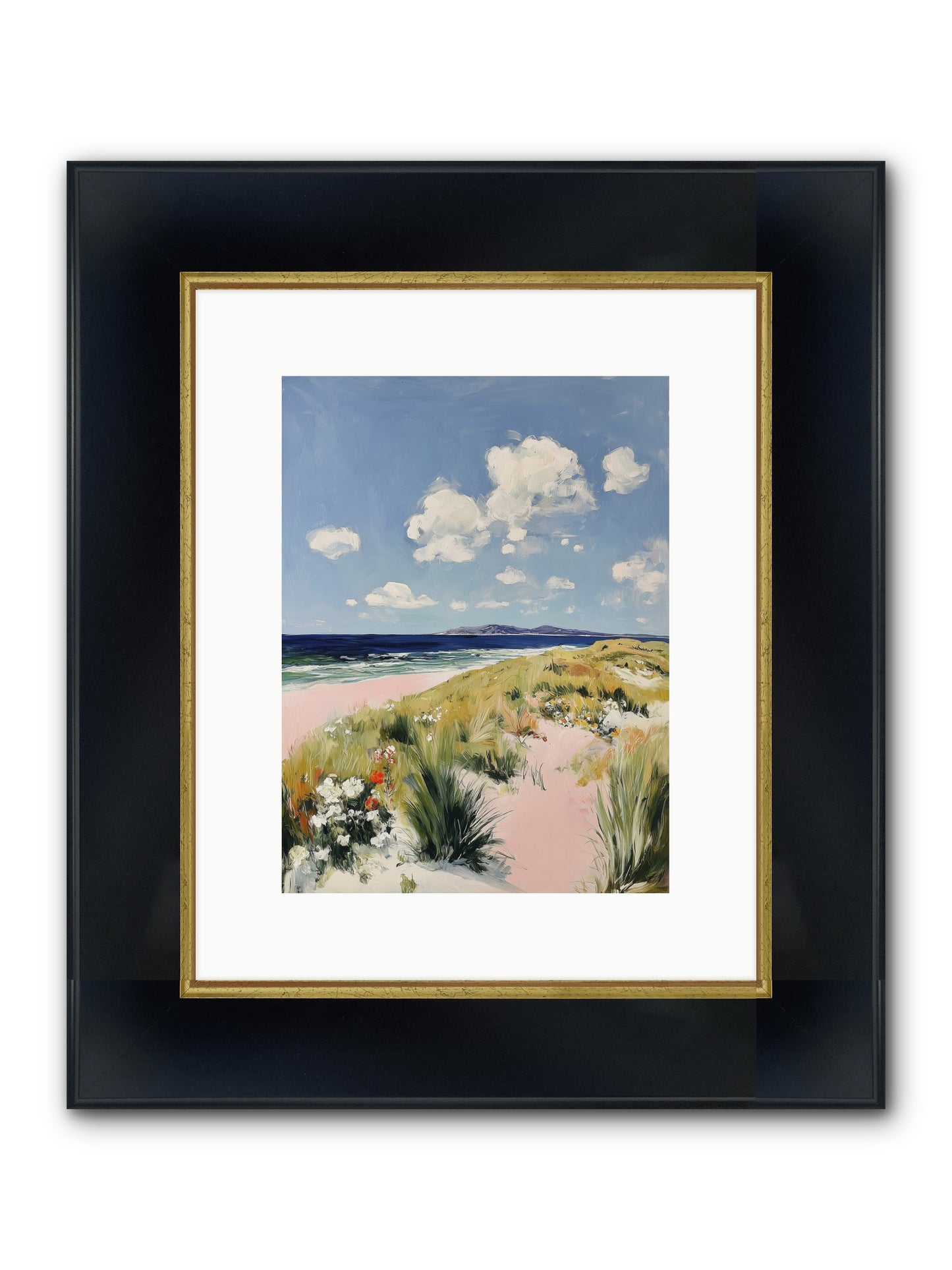 Ocean Vista Framed Print - Wide Black w/Gold 9x12