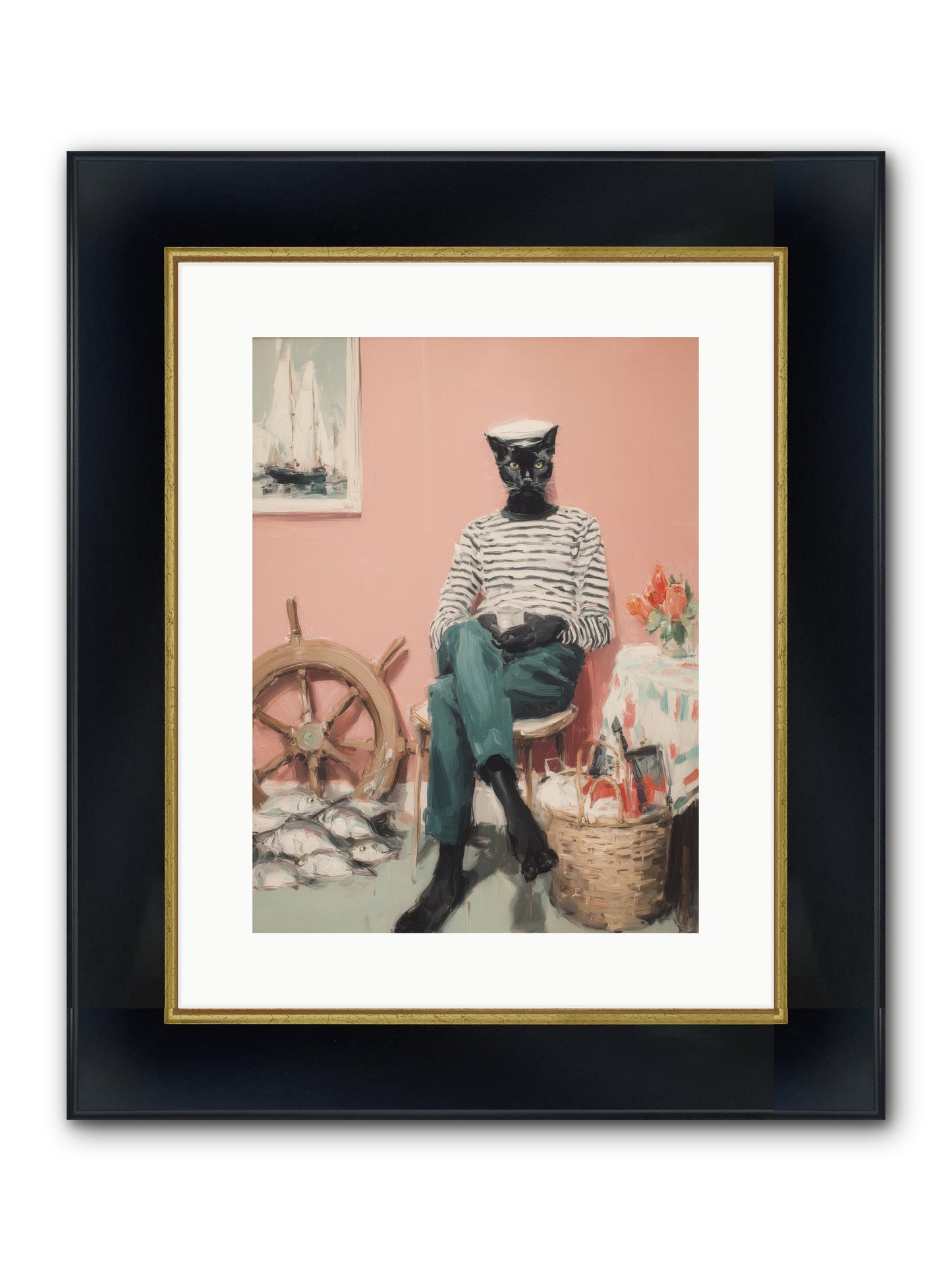Ocean Wanderer Framed Print - Wide Black w/Gold 12x16