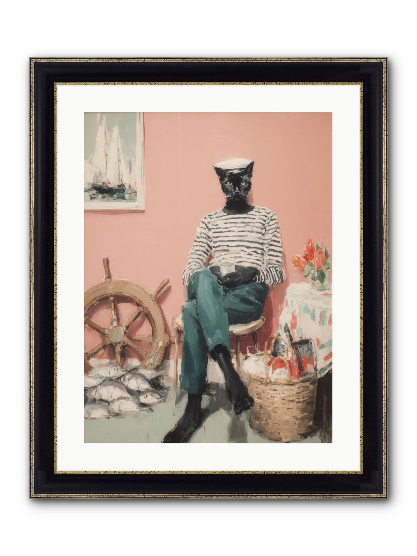 Ocean Wanderer Framed Print - Black & Gold 18x24