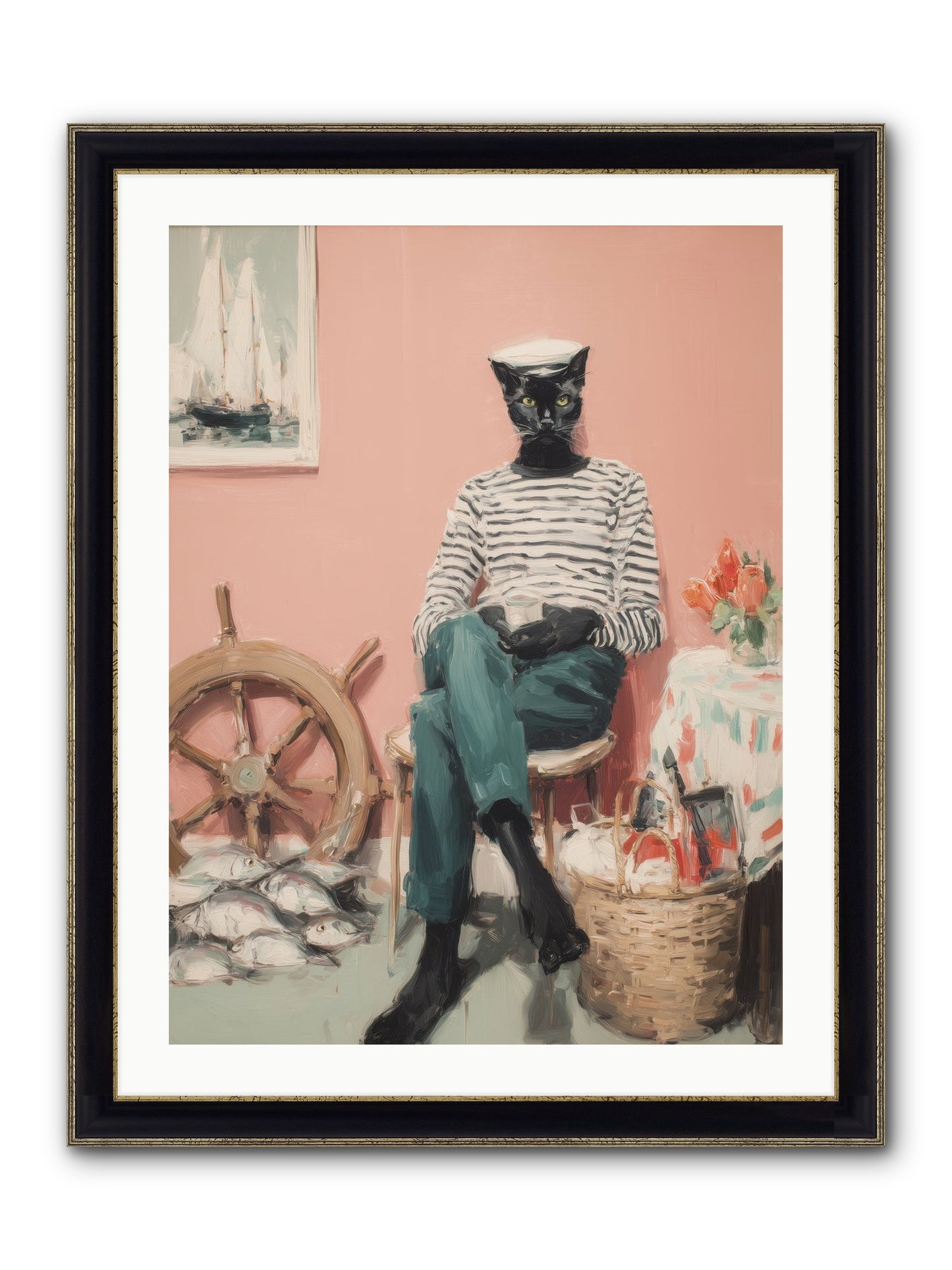 Ocean Wanderer Framed Print - Black & Gold 24x32