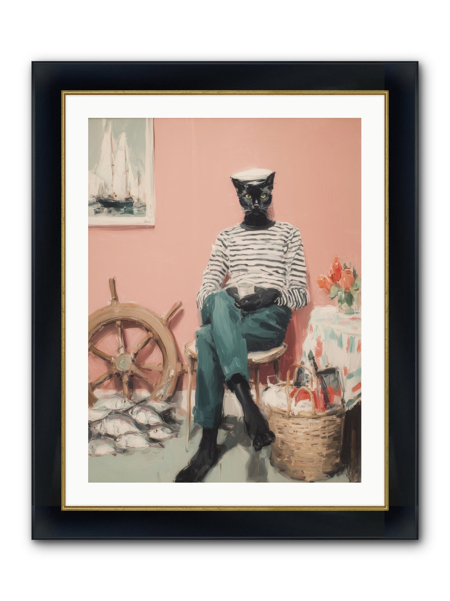 Ocean Wanderer Framed Print - Wide Black w/Gold 24x32