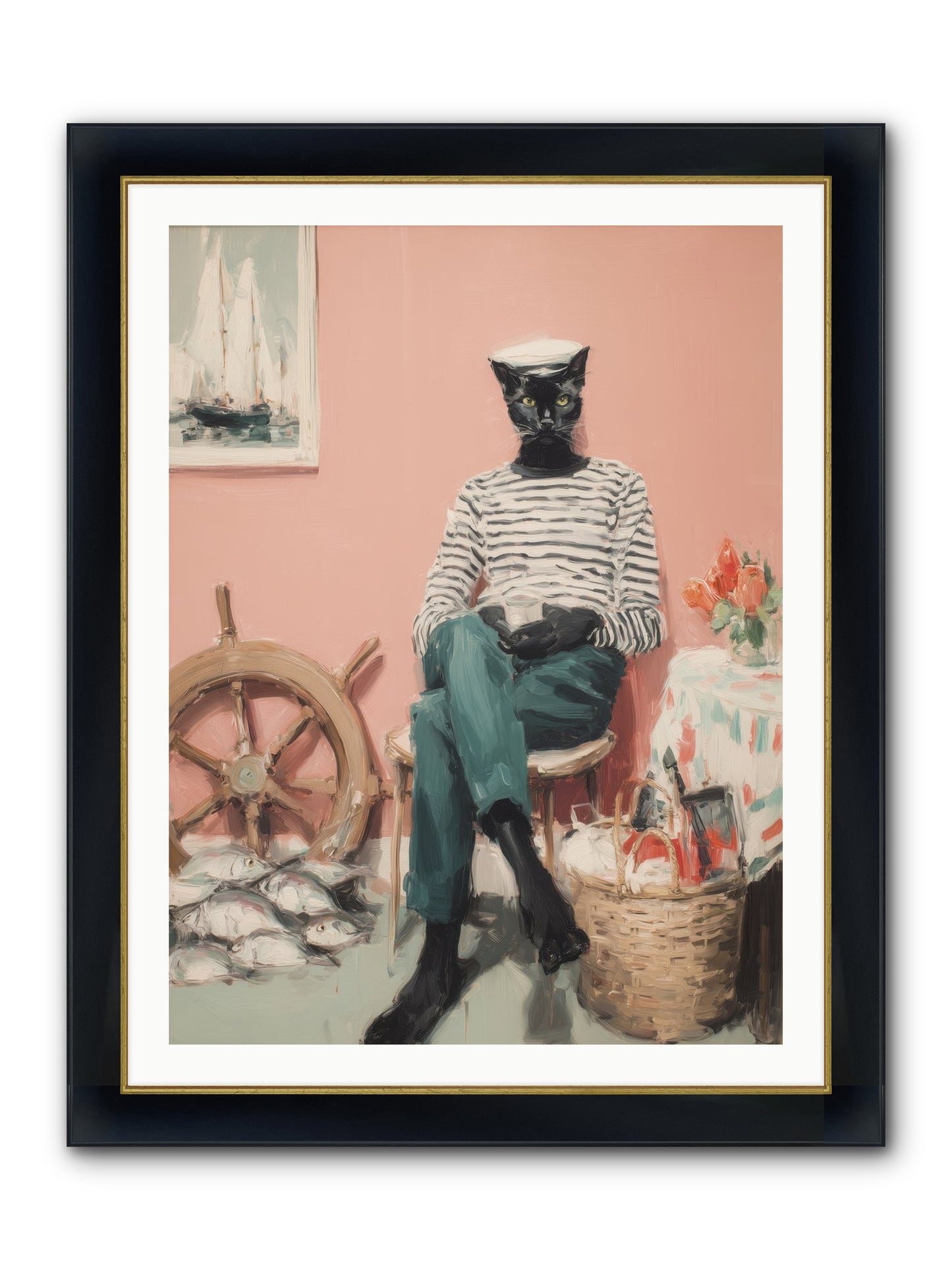 Ocean Wanderer Framed Print - Wide Black w/Gold 30x40