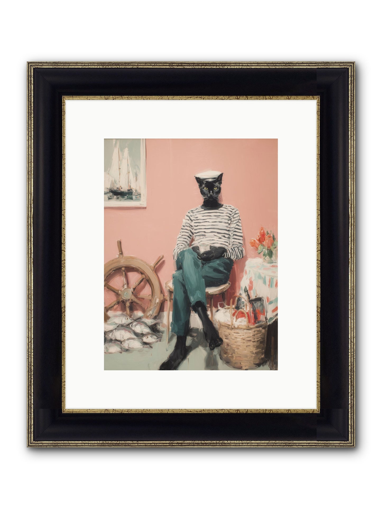 Ocean Wanderer Framed Print - Black & Gold 9x12