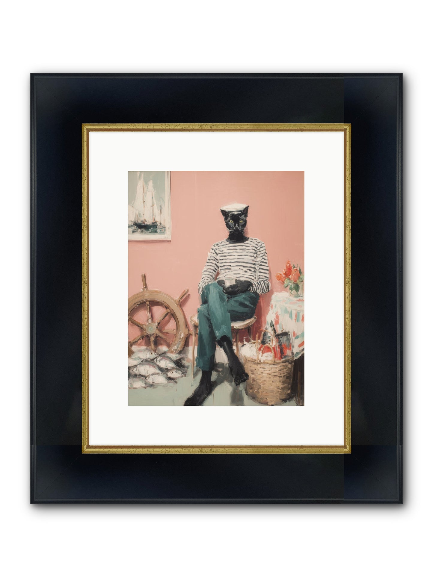 Ocean Wanderer Framed Print - Wide Black w/Gold 9x12