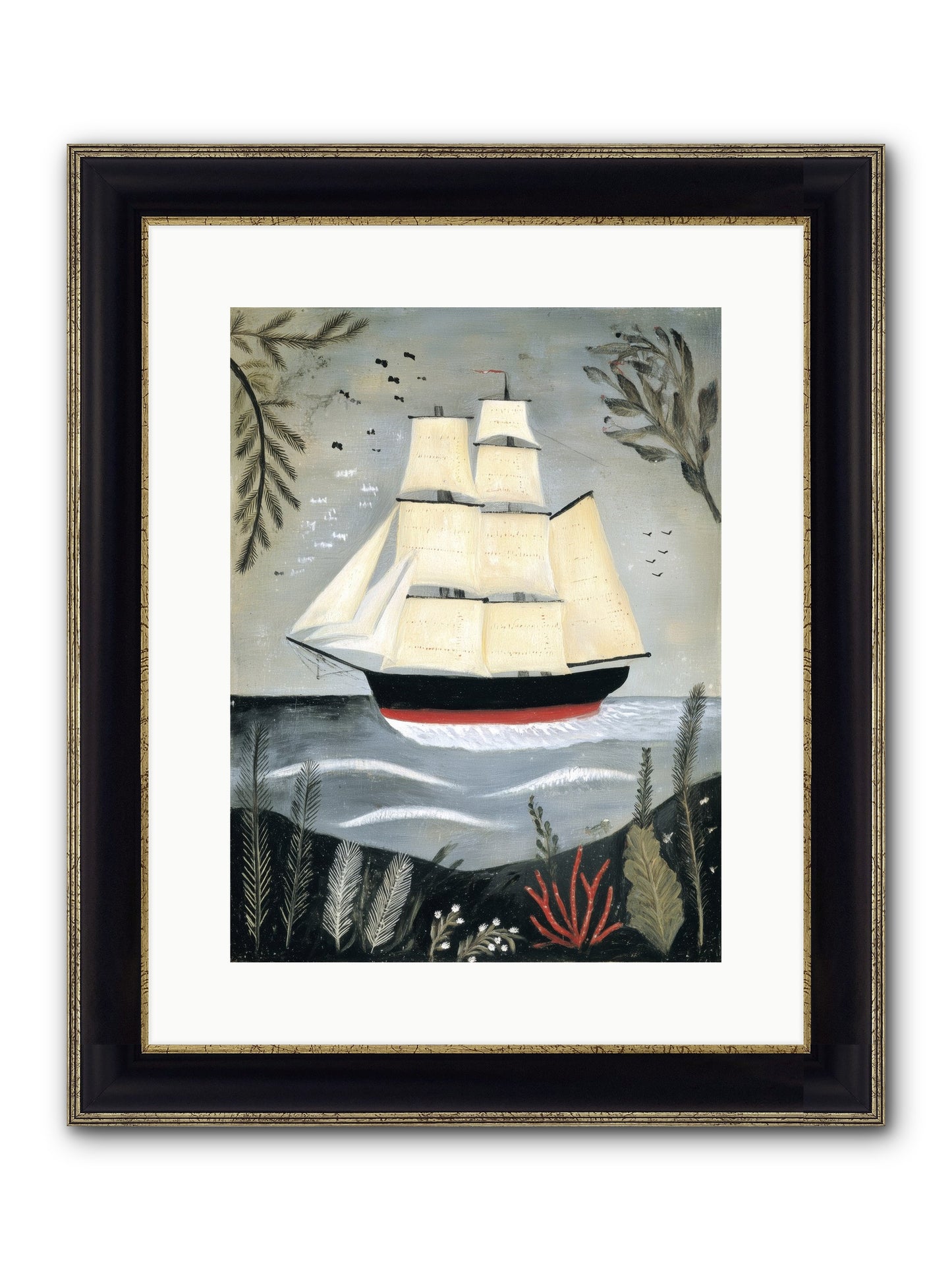 Ocean Whisper Framed Print - Black & Gold 12x16