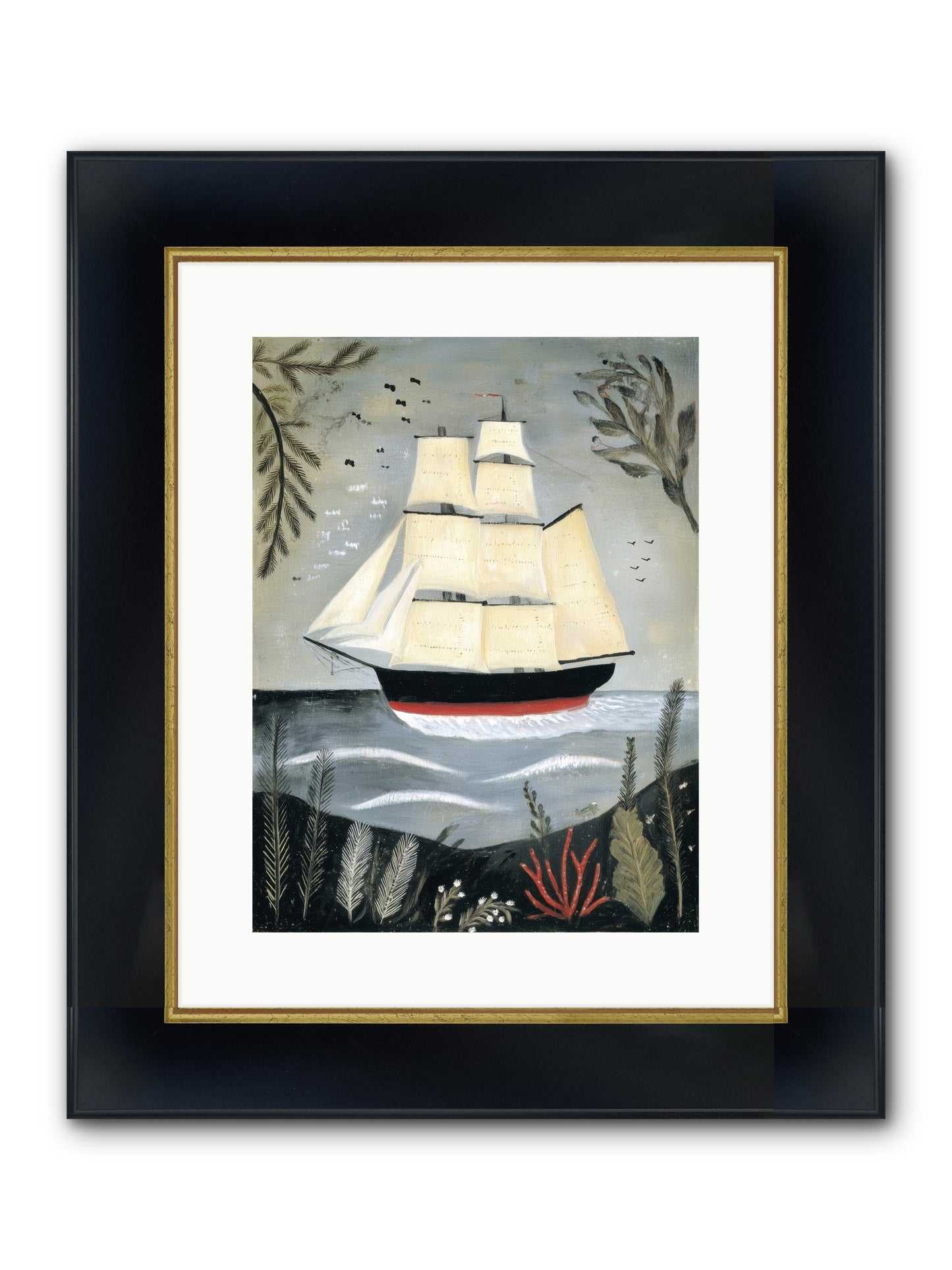 Ocean Whisper Framed Print - Wide Black w/Gold 12x16