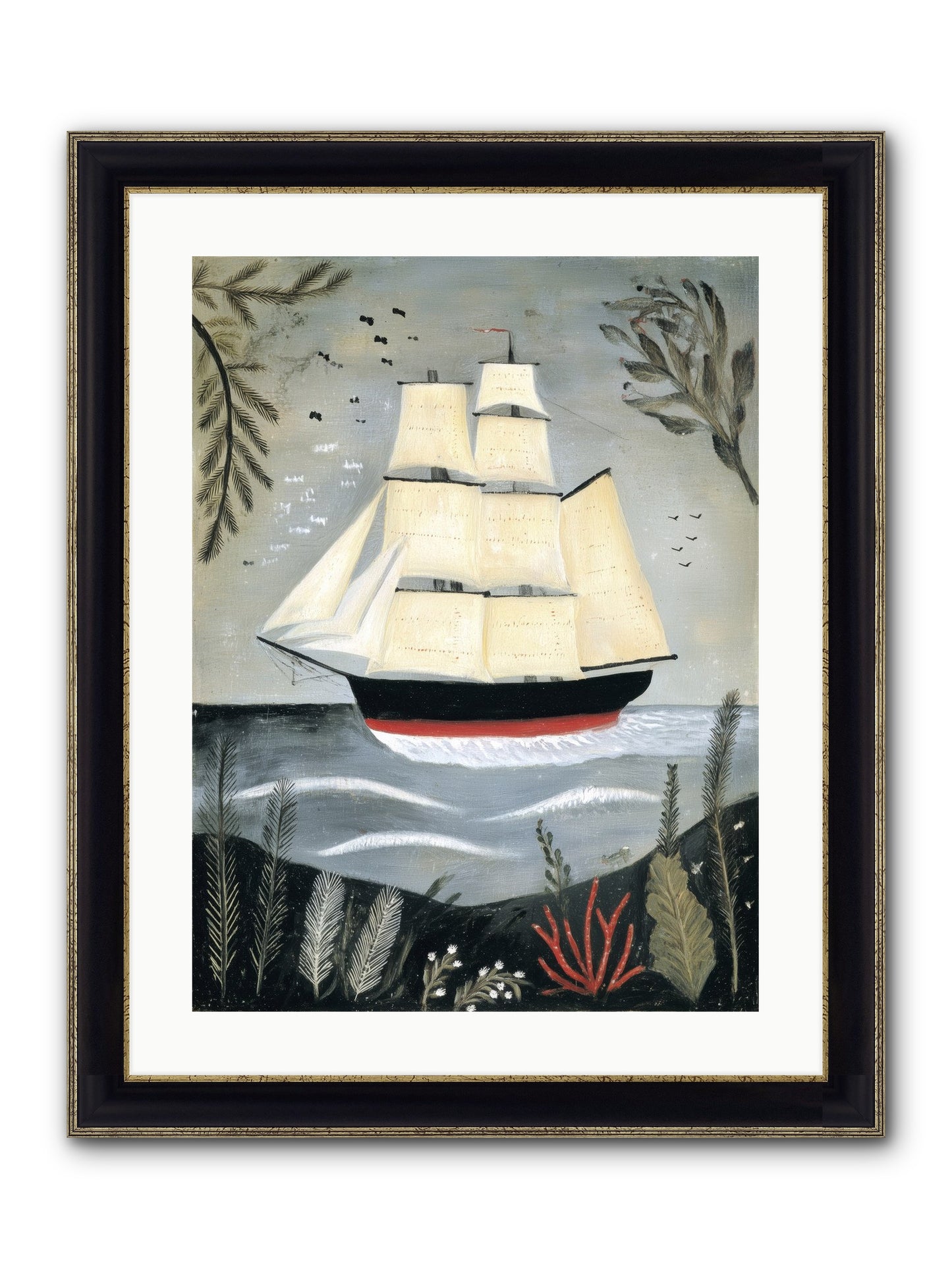 Ocean Whisper Framed Print - Black & Gold 18x24