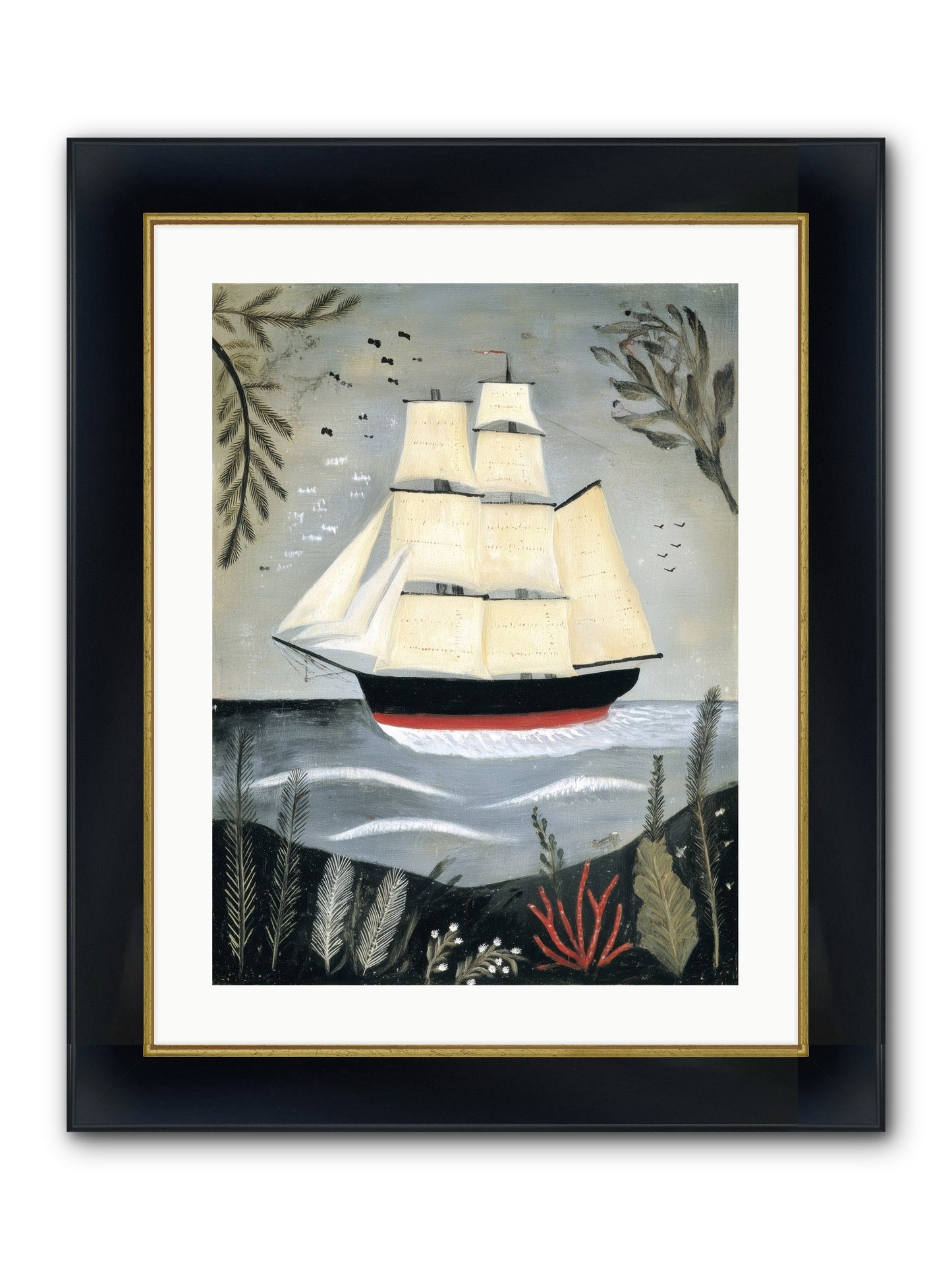 Ocean Whisper Framed Print - Wide Black w/Gold 18x24