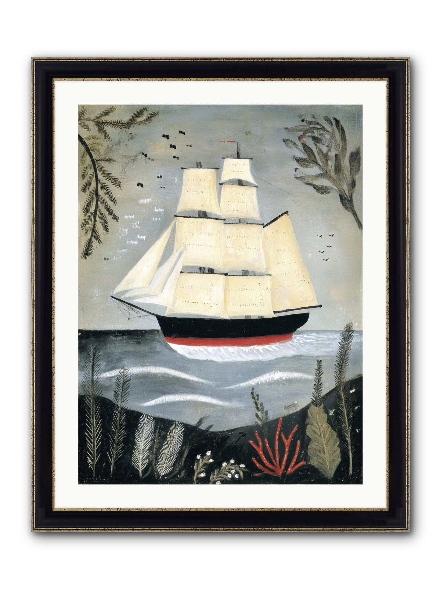 Ocean Whisper Framed Print - Black & Gold 24x32