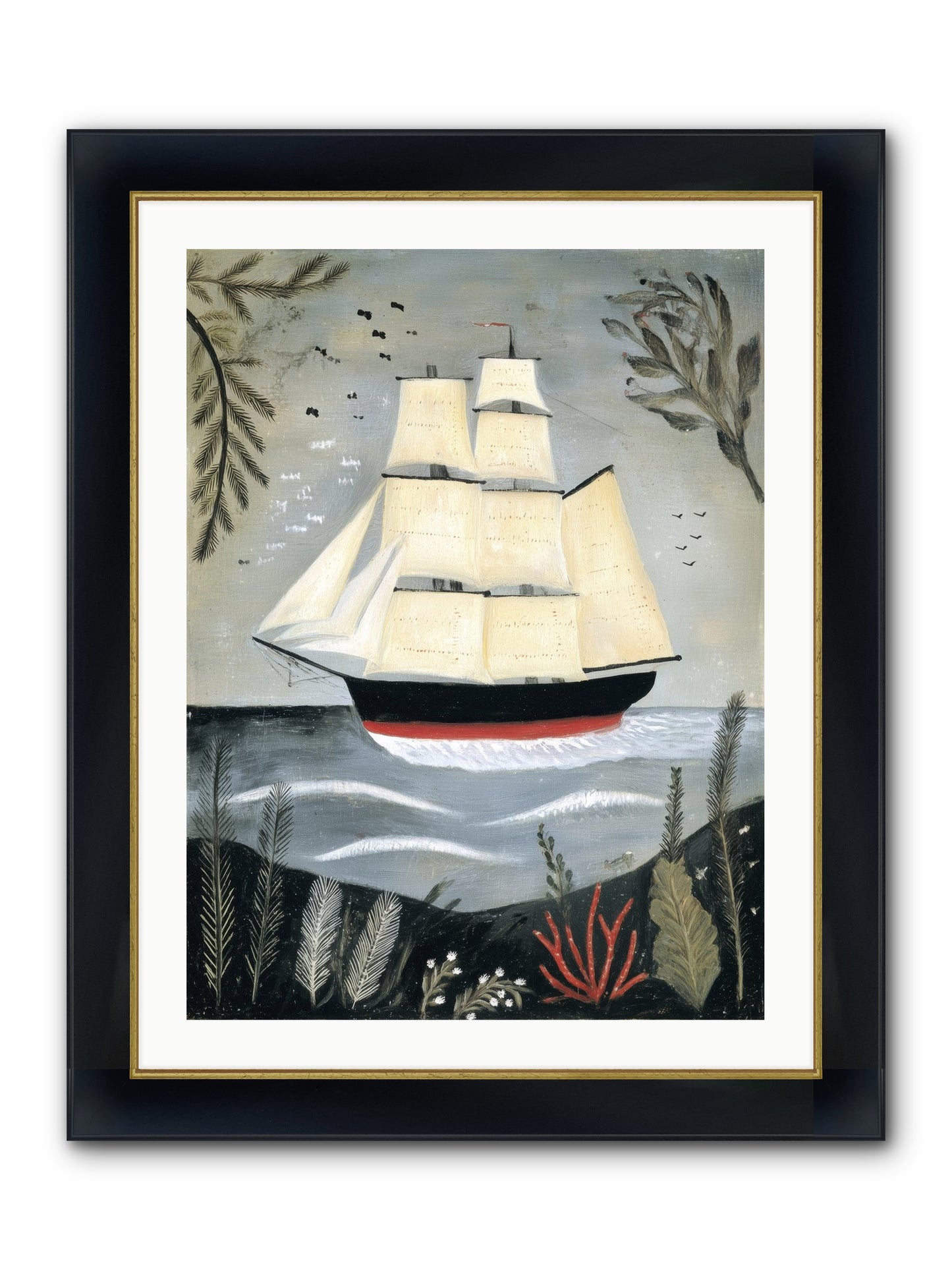 Ocean Whisper Framed Print - Wide Black w/Gold 24x32