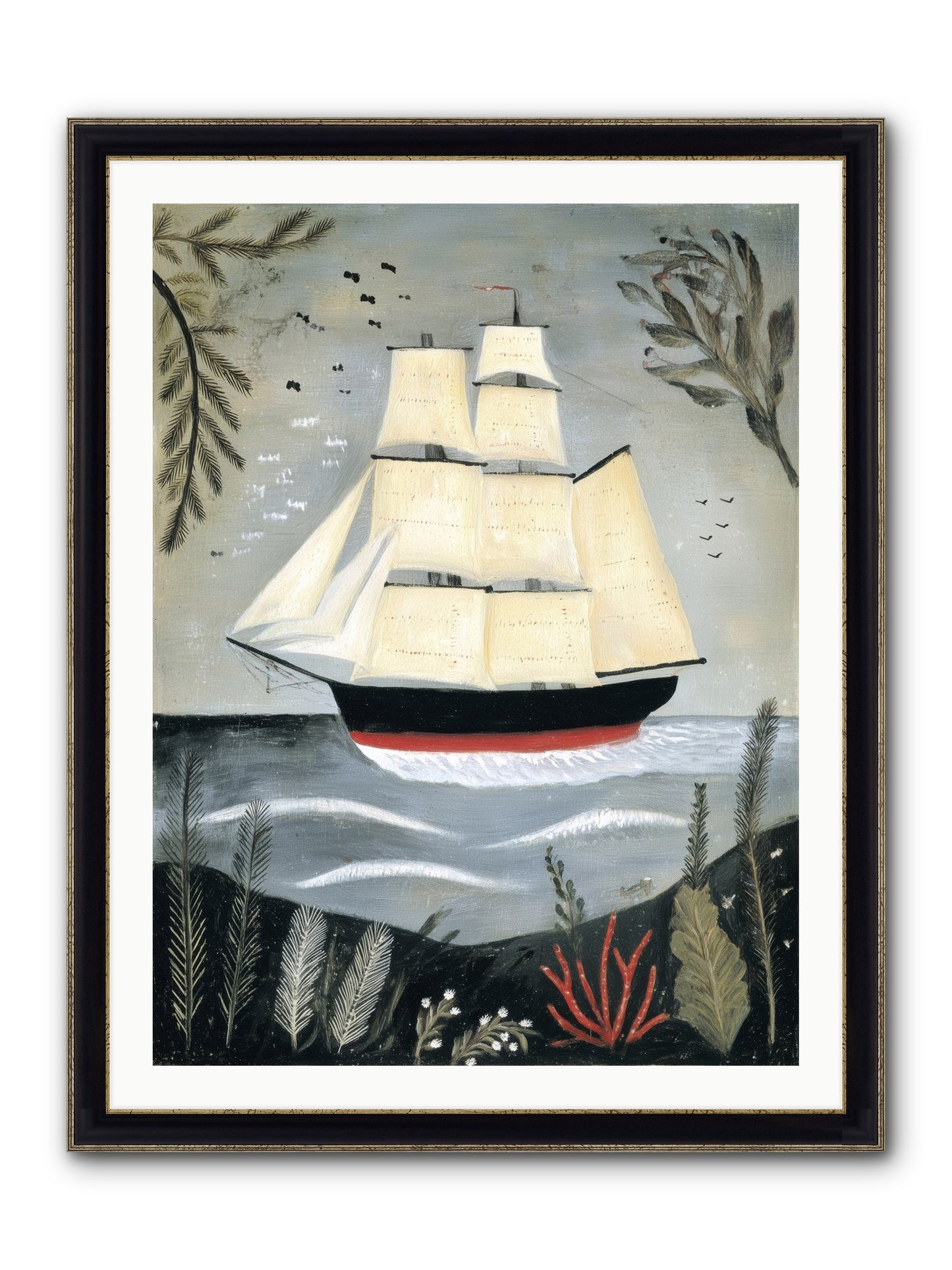 Ocean Whisper Framed Print - Black & Gold 30x40