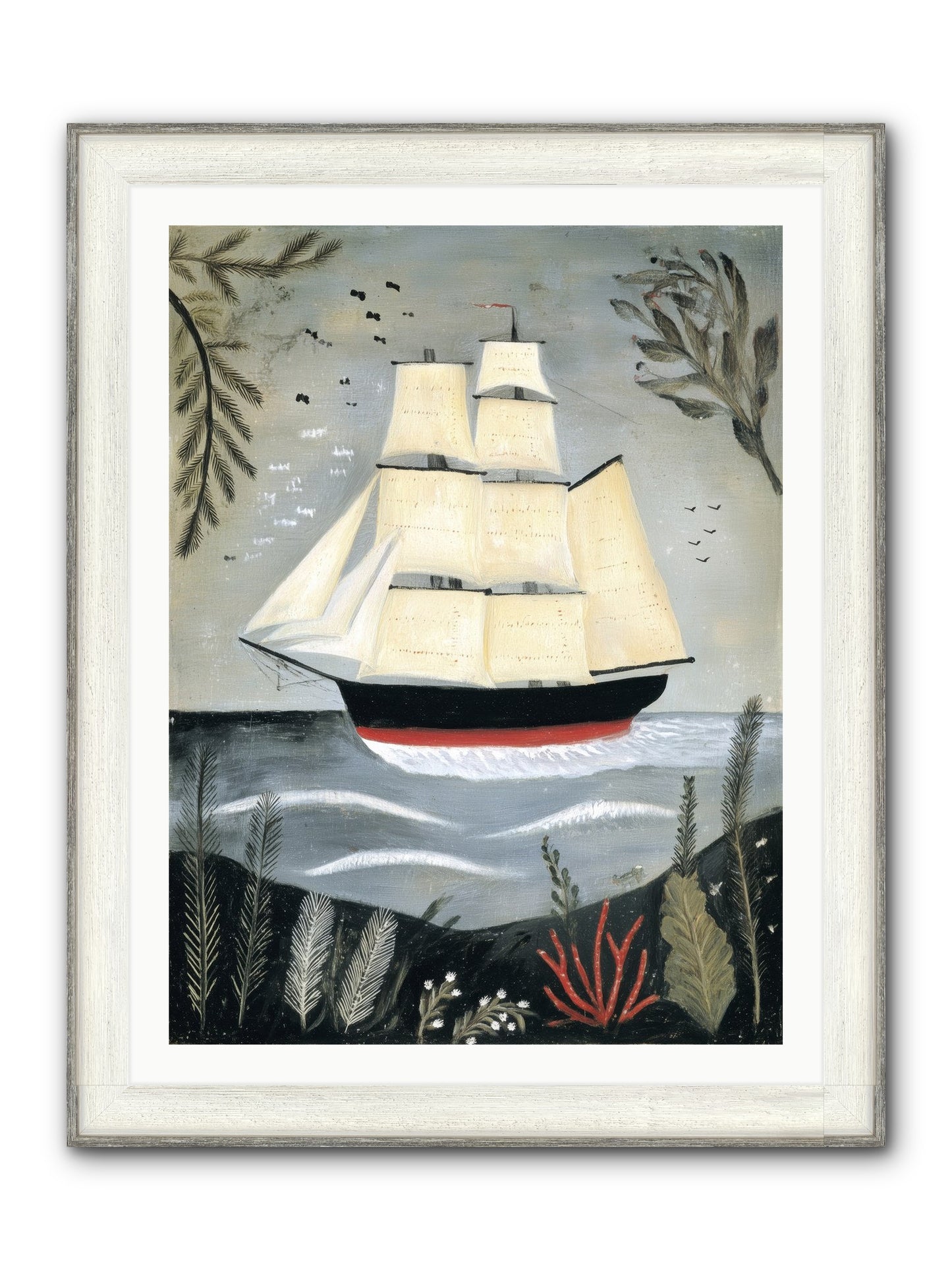 Ocean Whisper Framed Print - Driftwood White 30x40