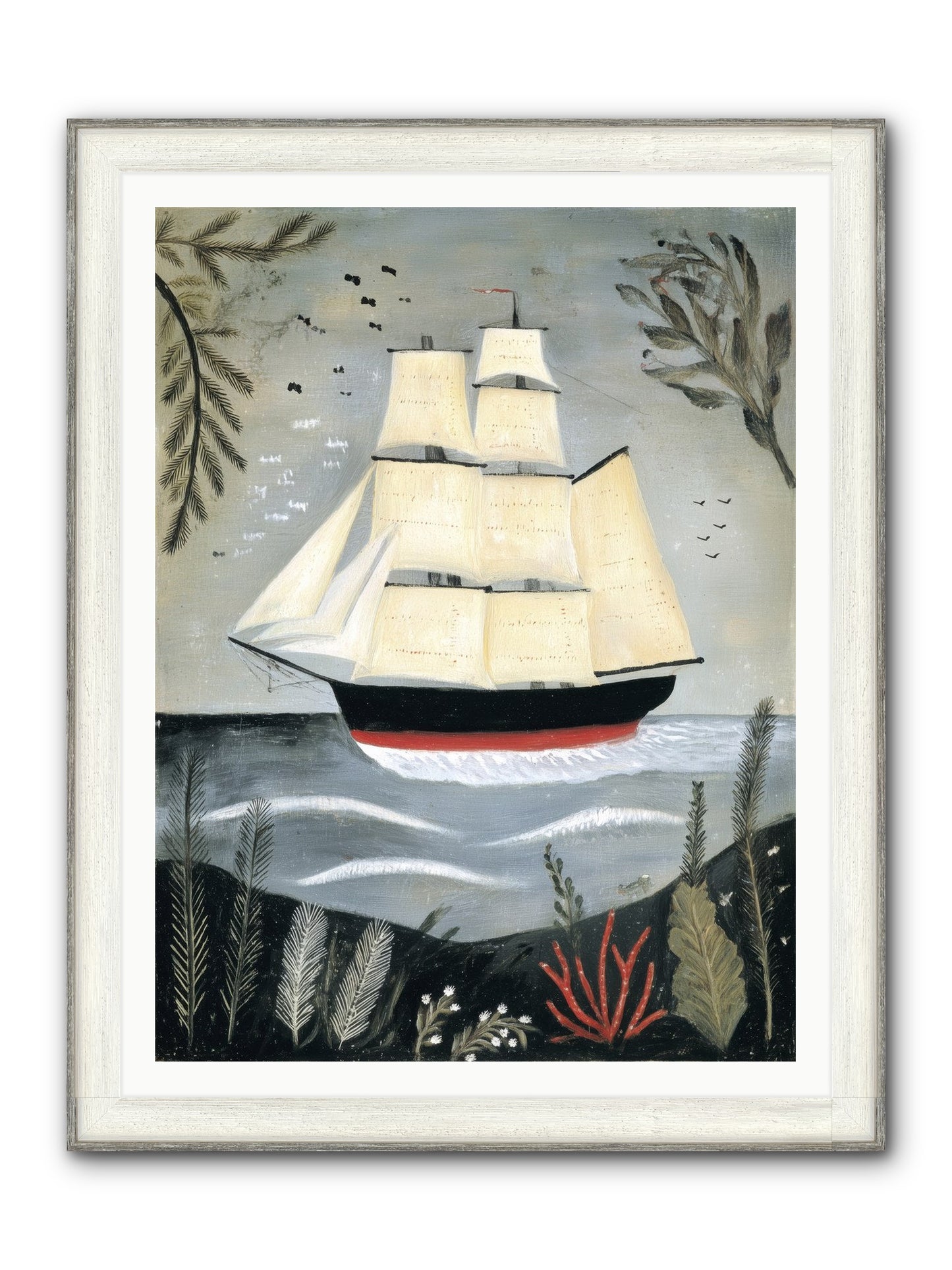 Ocean Whisper Framed Print - Driftwood White 36x48