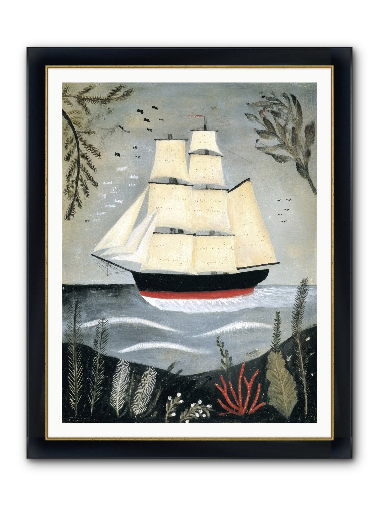 Ocean Whisper Framed Print - Wide Black w/Gold 36x48