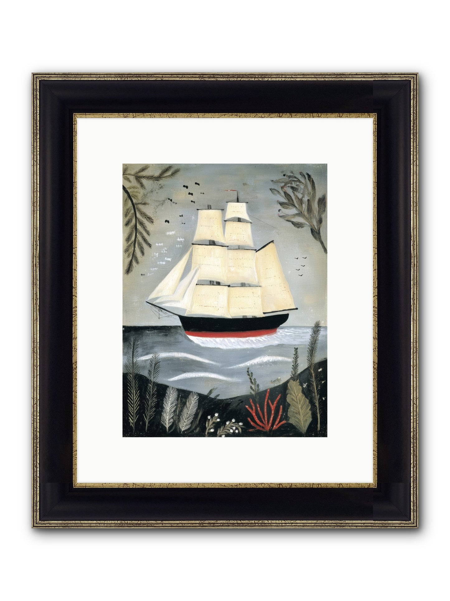 Ocean Whisper Framed Print - Black & Gold 9x12
