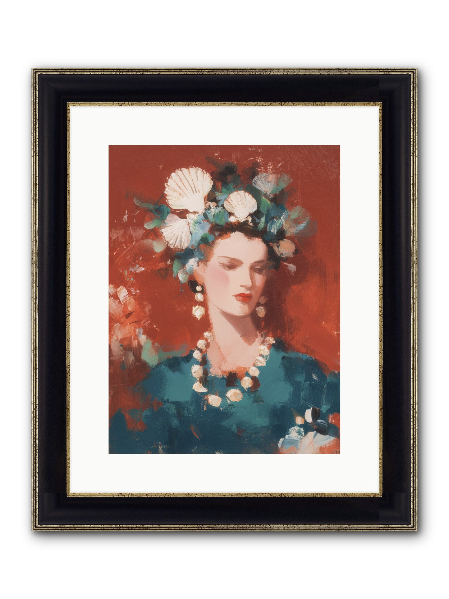 Oceanic Empress Framed Print - Black & Gold 12x16