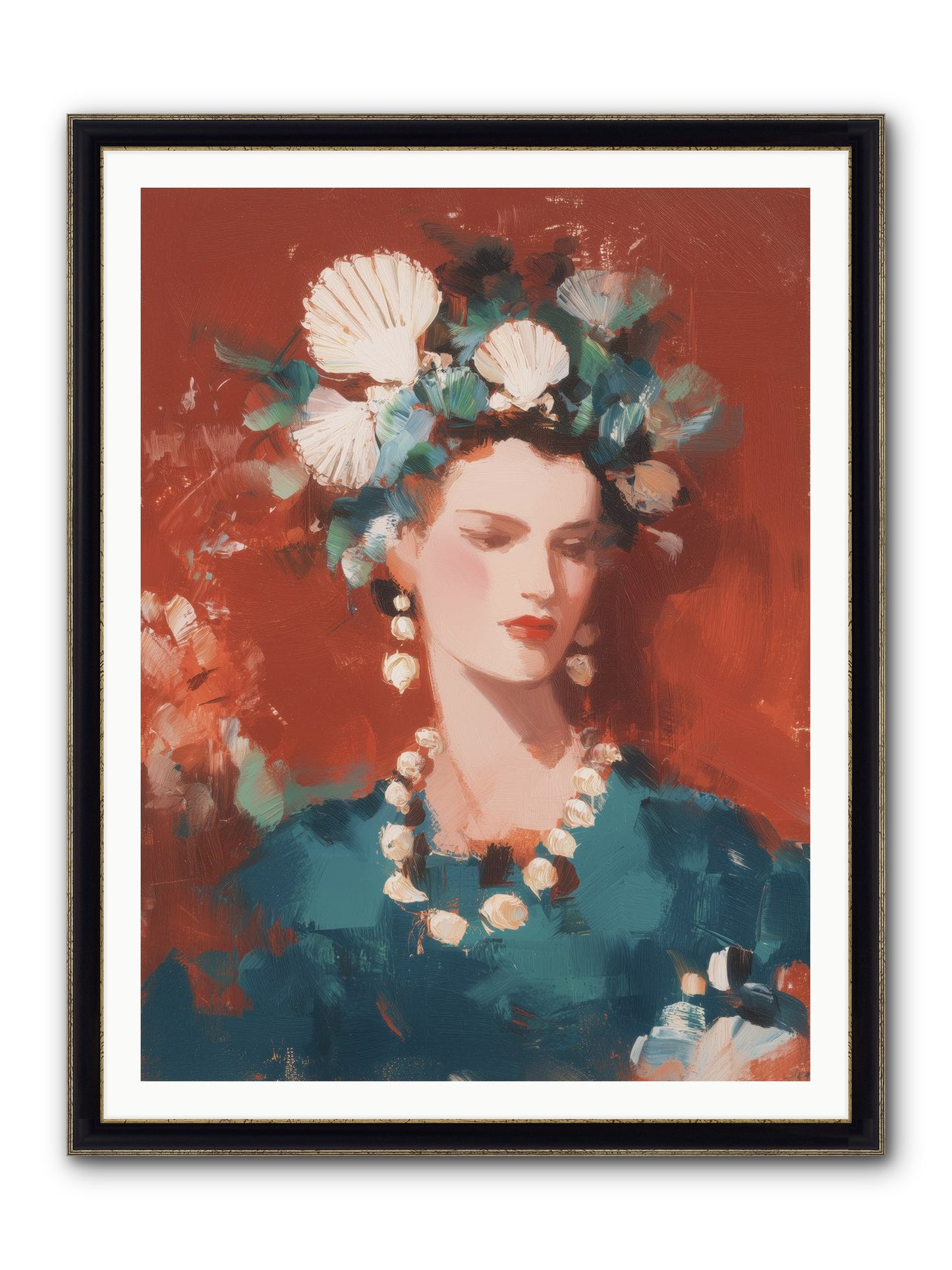 Oceanic Empress Framed Print - Black & Gold 36x48