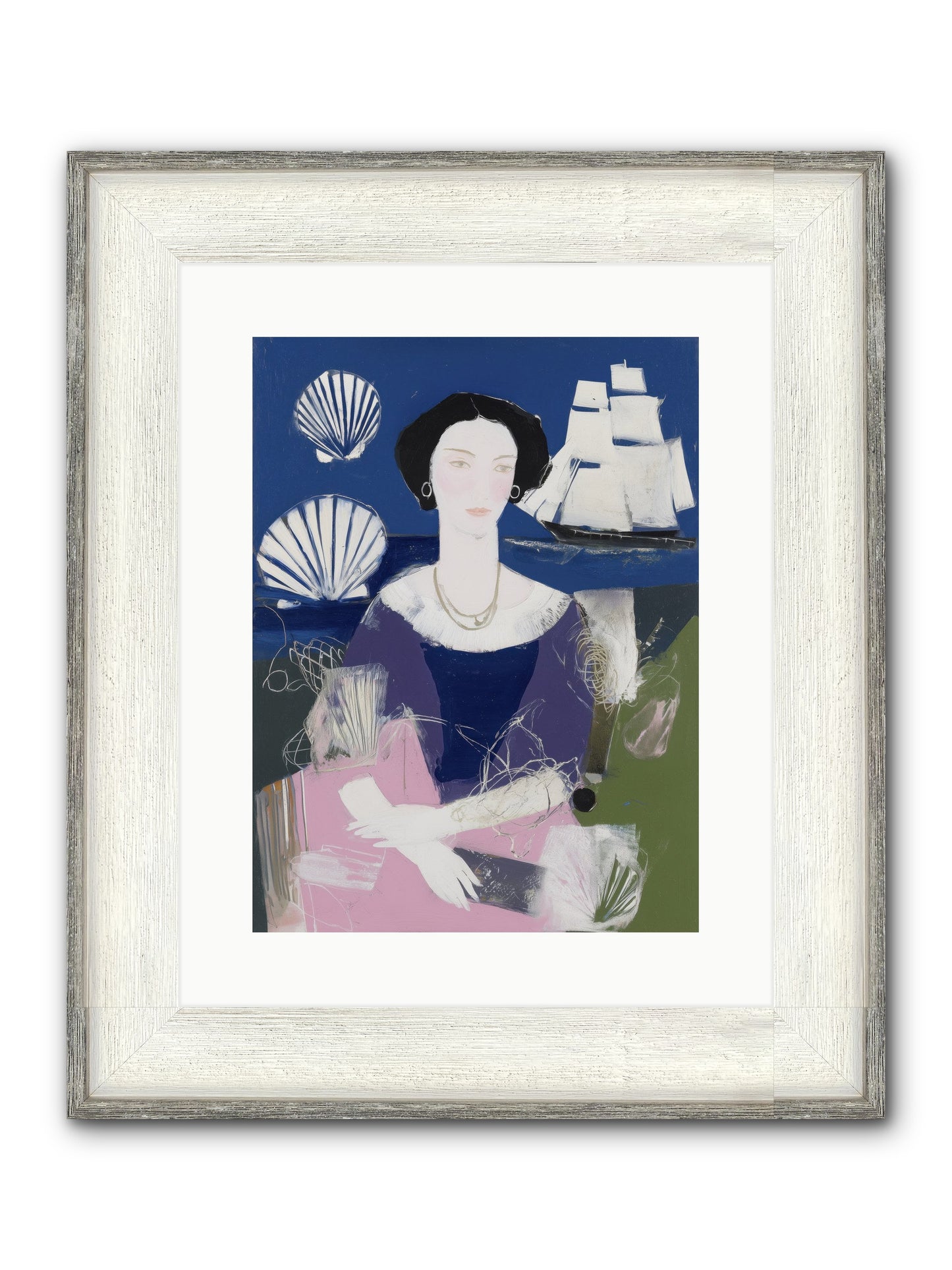 Oceanic Goddess Framed Print - Driftwood White 12x16