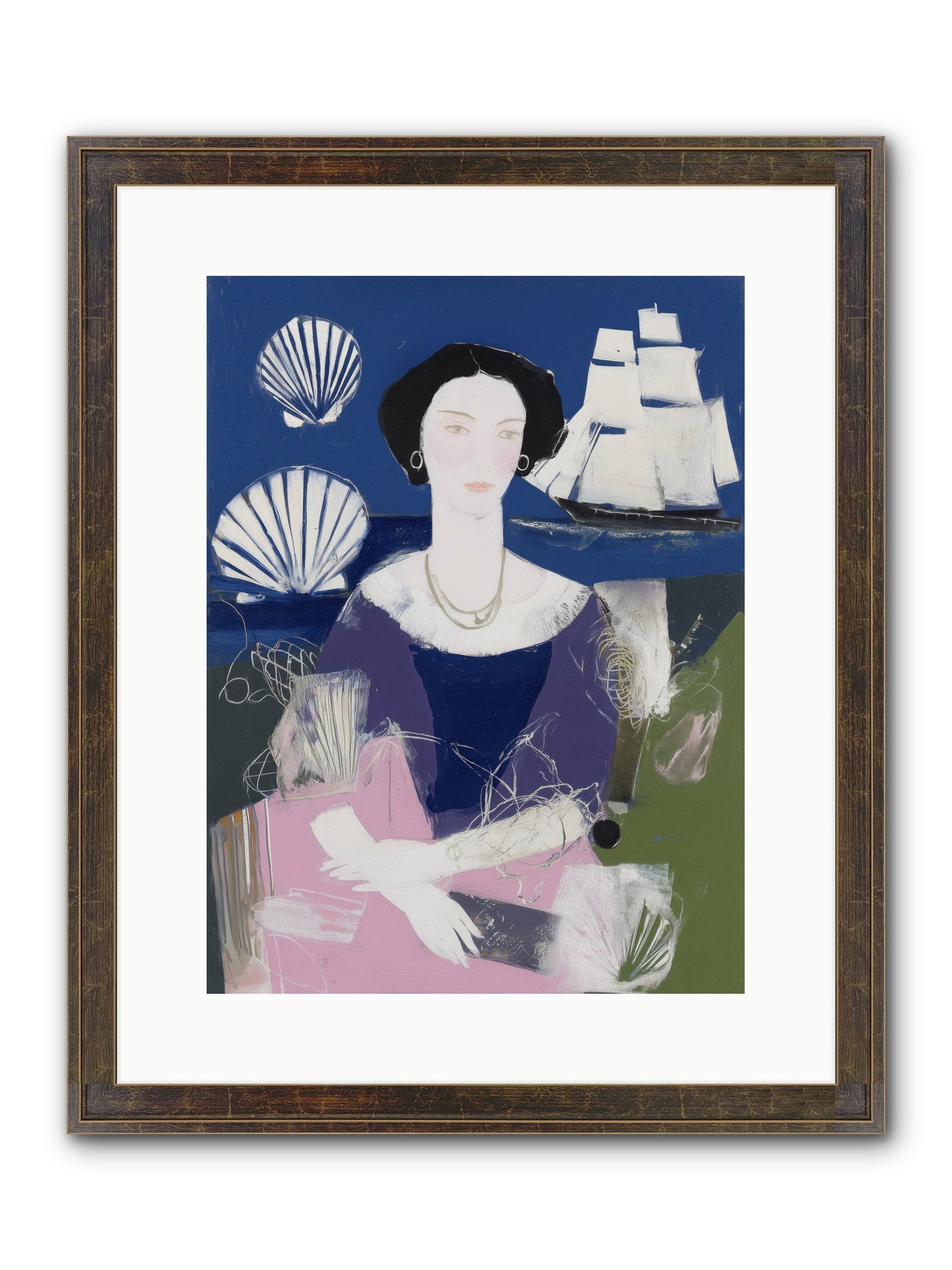 Oceanic Goddess Framed Print - Slimwoods Black/Gold 12x16
