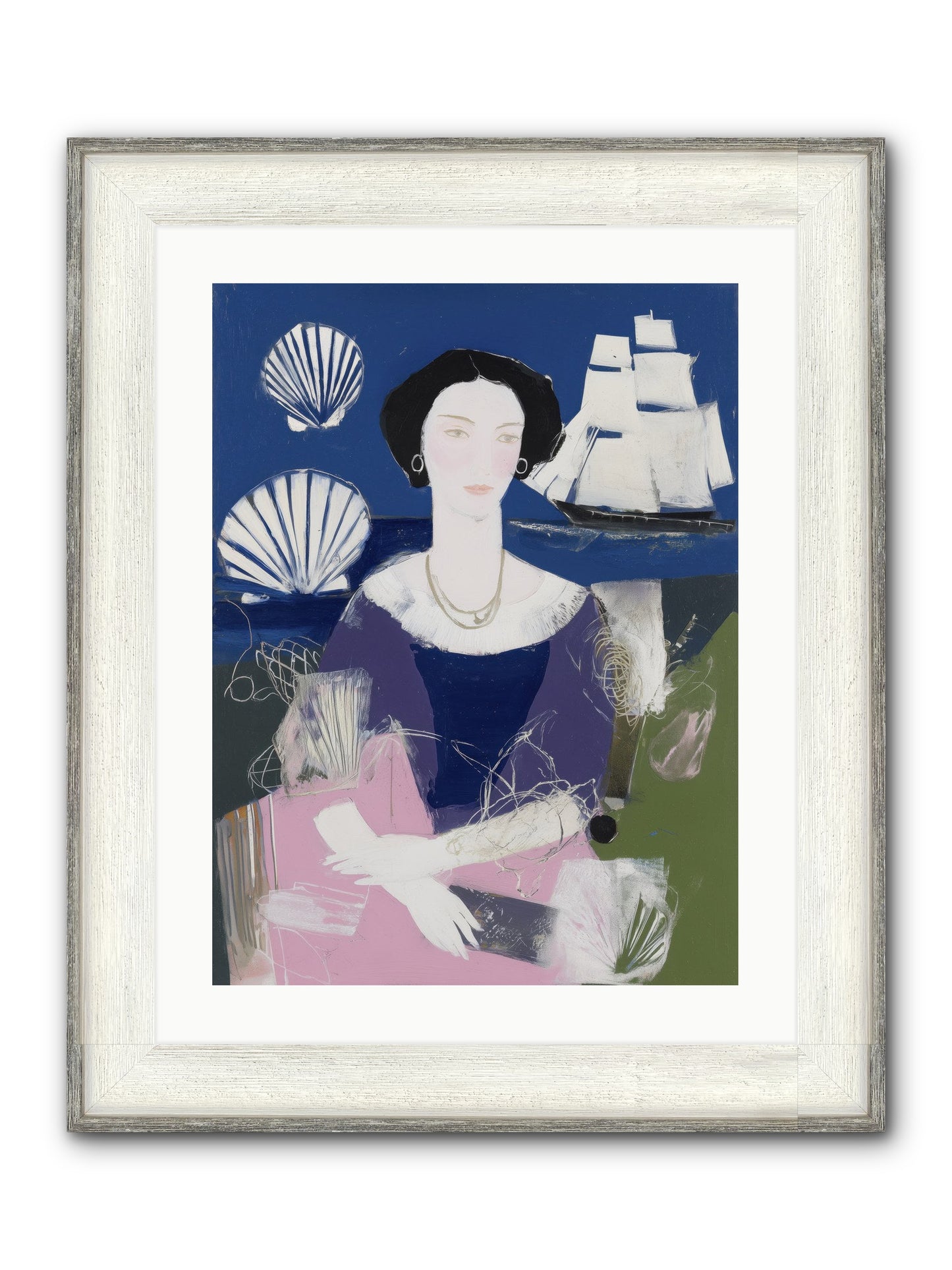 Oceanic Goddess Framed Print - Driftwood White 18x24