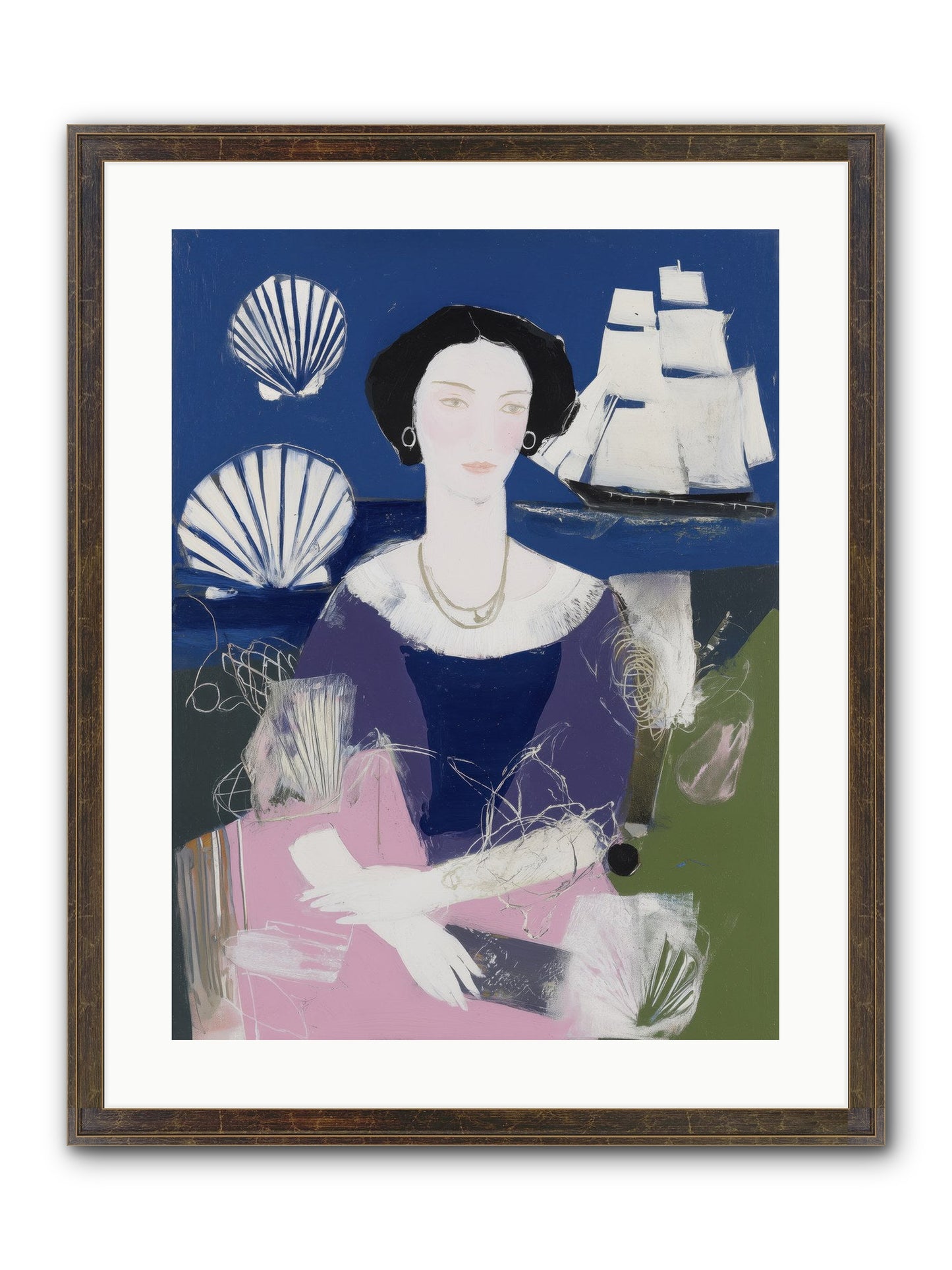 Oceanic Goddess Framed Print - Slimwoods Black/Gold 18x24