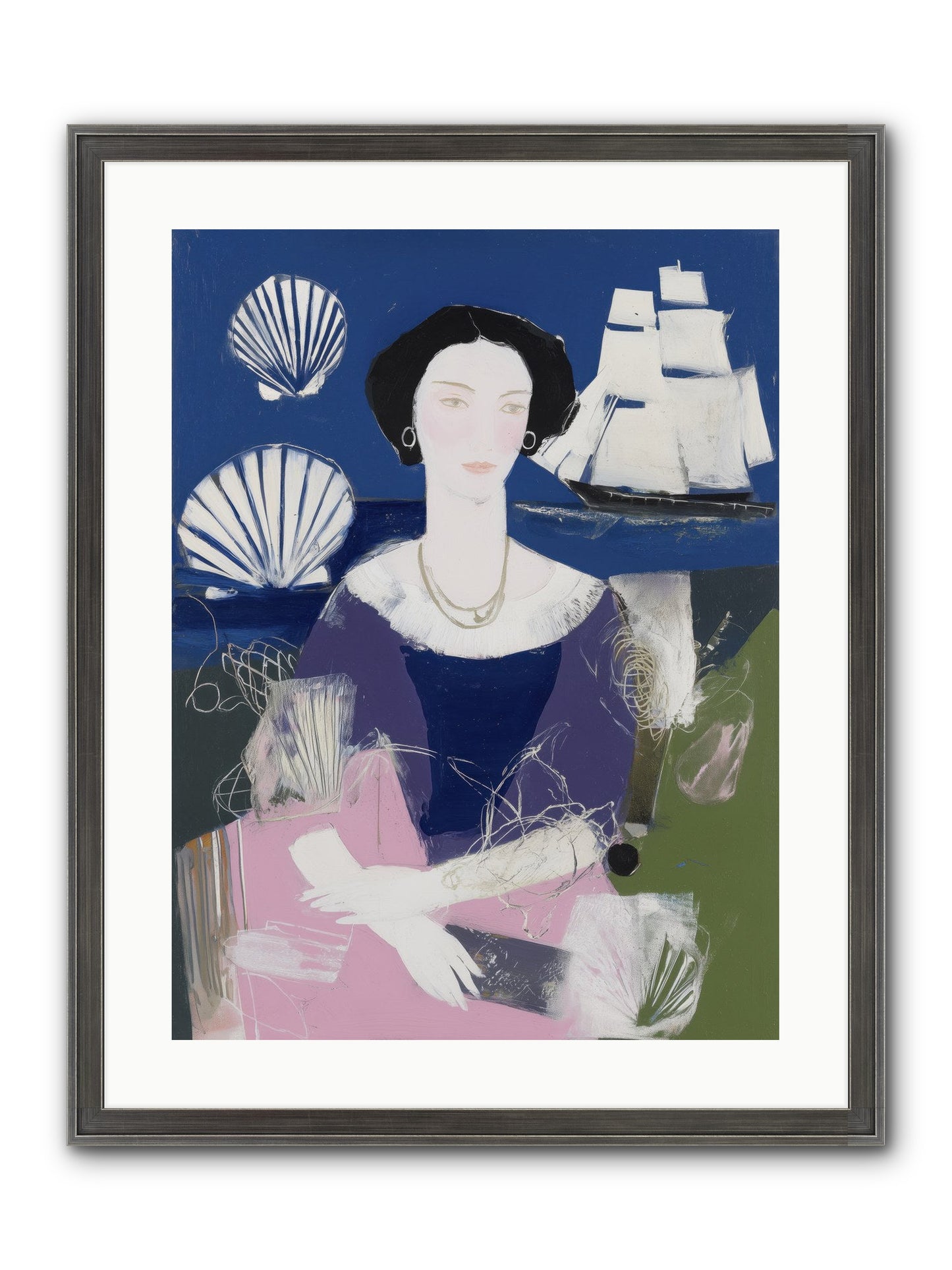 Oceanic Goddess Framed Print - Slimwoods Black/Silver 18x24