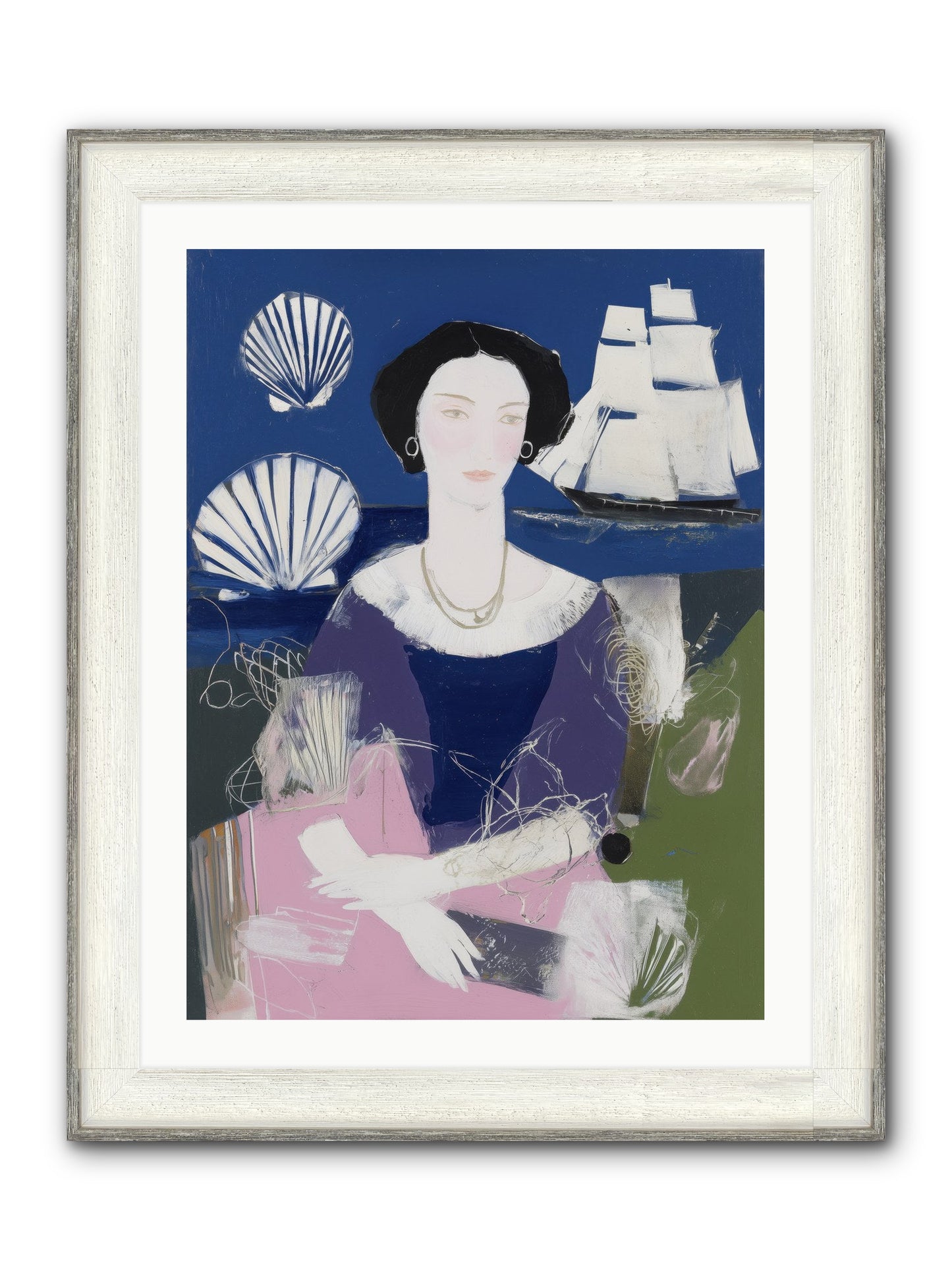 Oceanic Goddess Framed Print - Driftwood White 24x32
