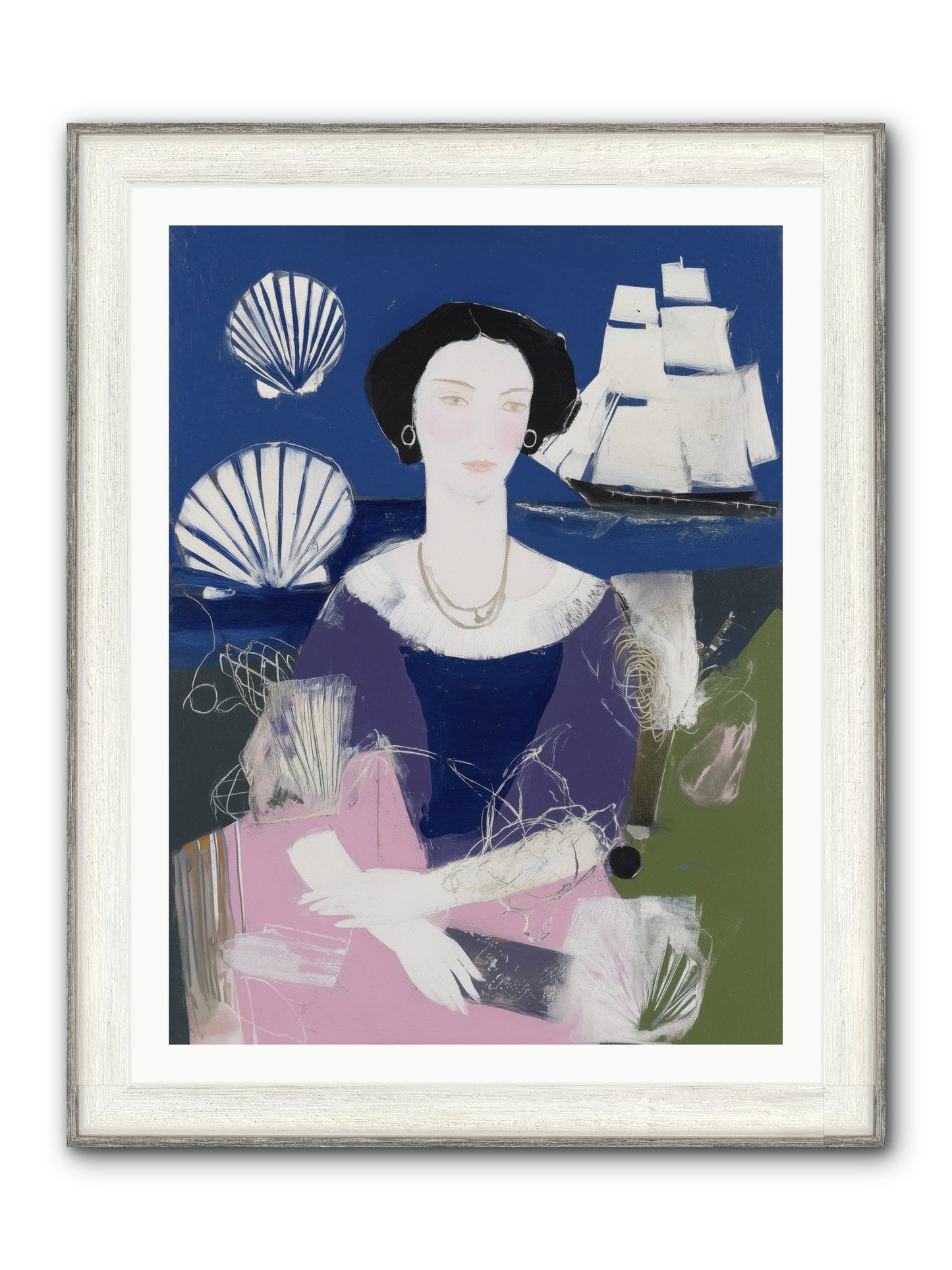 Oceanic Goddess Framed Print - Driftwood White 30x40