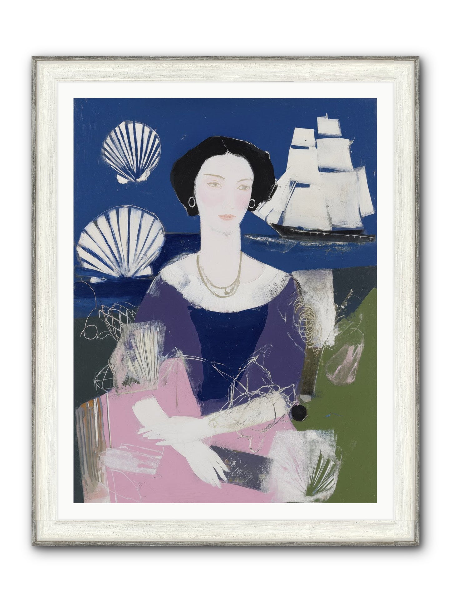Oceanic Goddess Framed Print - Driftwood White 36x48