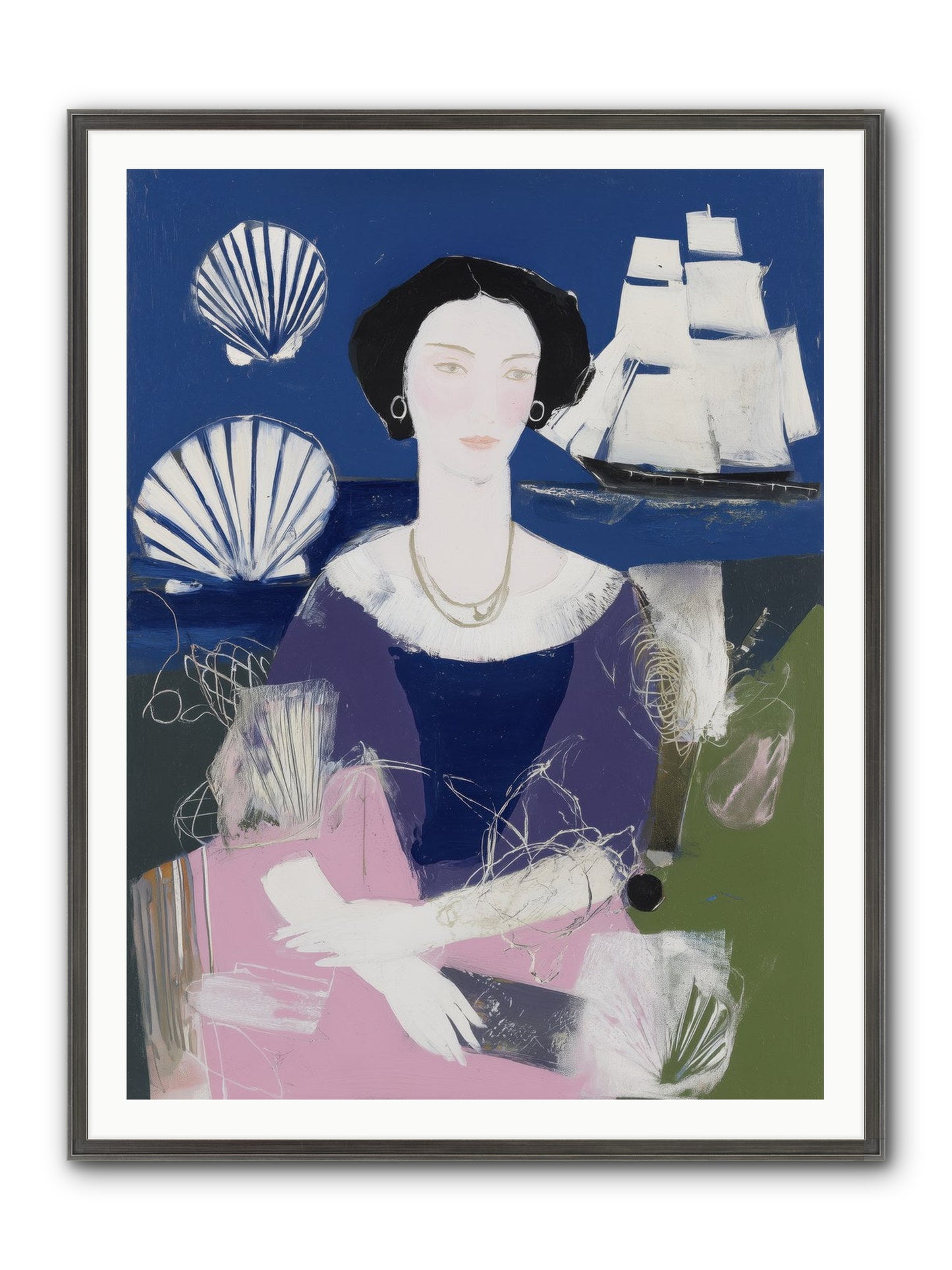 Oceanic Goddess Framed Print - Slimwoods Black/Silver 36x48