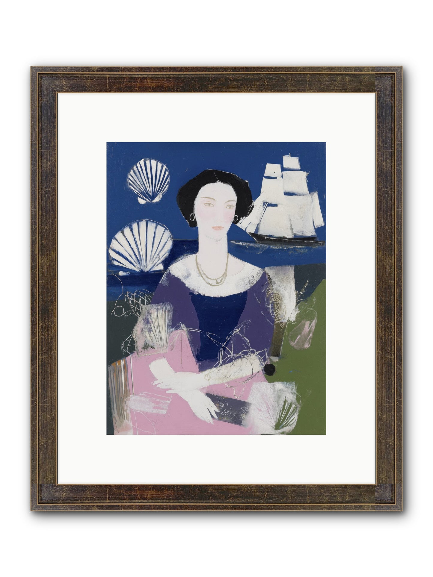 Oceanic Goddess Framed Print - Slimwoods Black/Gold 9x12