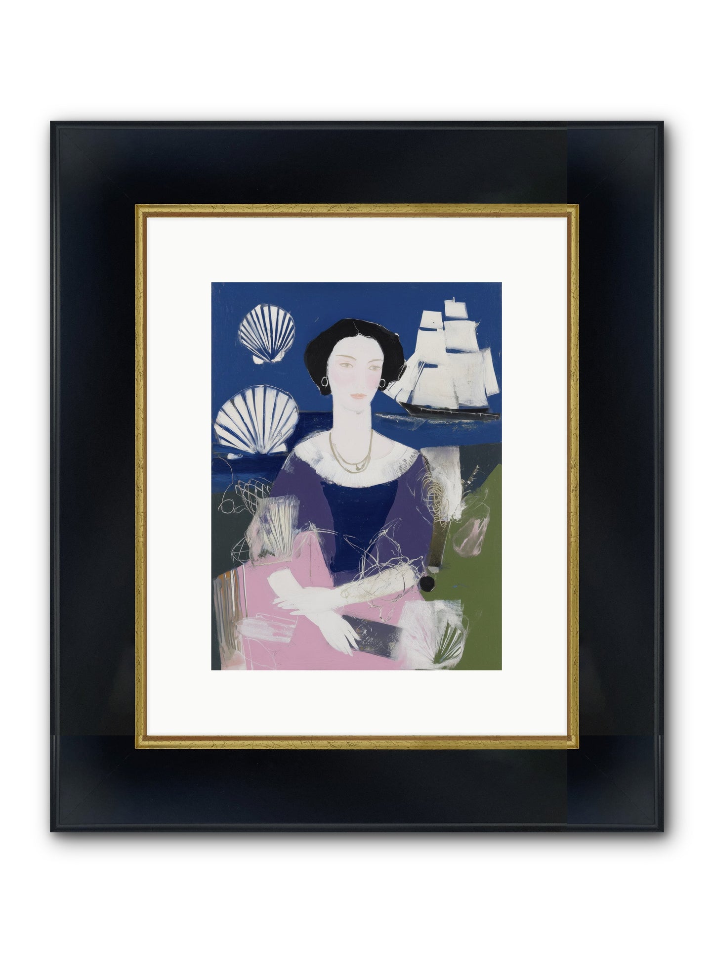 Oceanic Goddess Framed Print - Wide Black w/Gold 9x12
