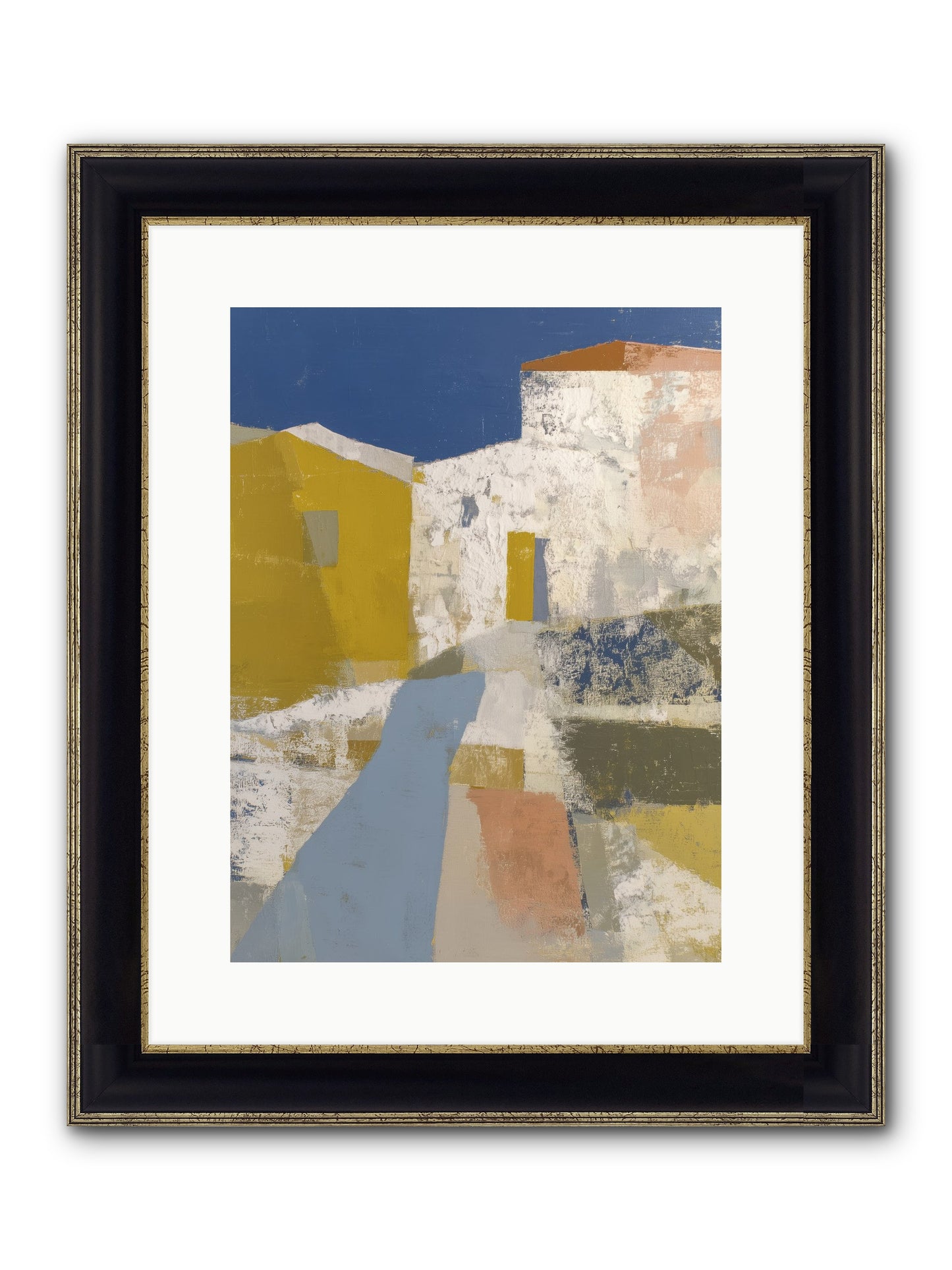 Ochre Tangle Framed Print - Black & Gold 12x16