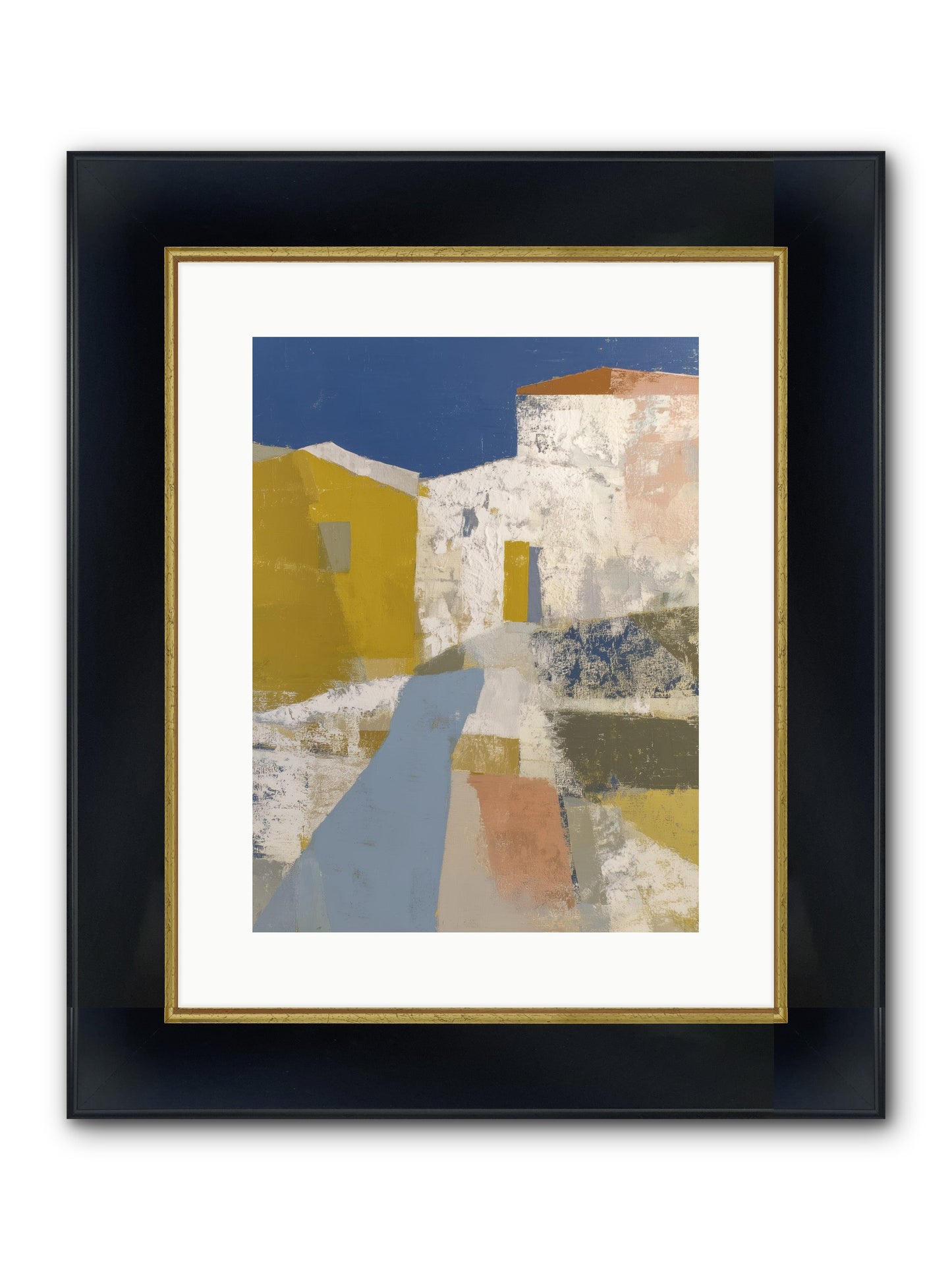 Ochre Tangle Framed Print - Wide Black w/Gold 12x16