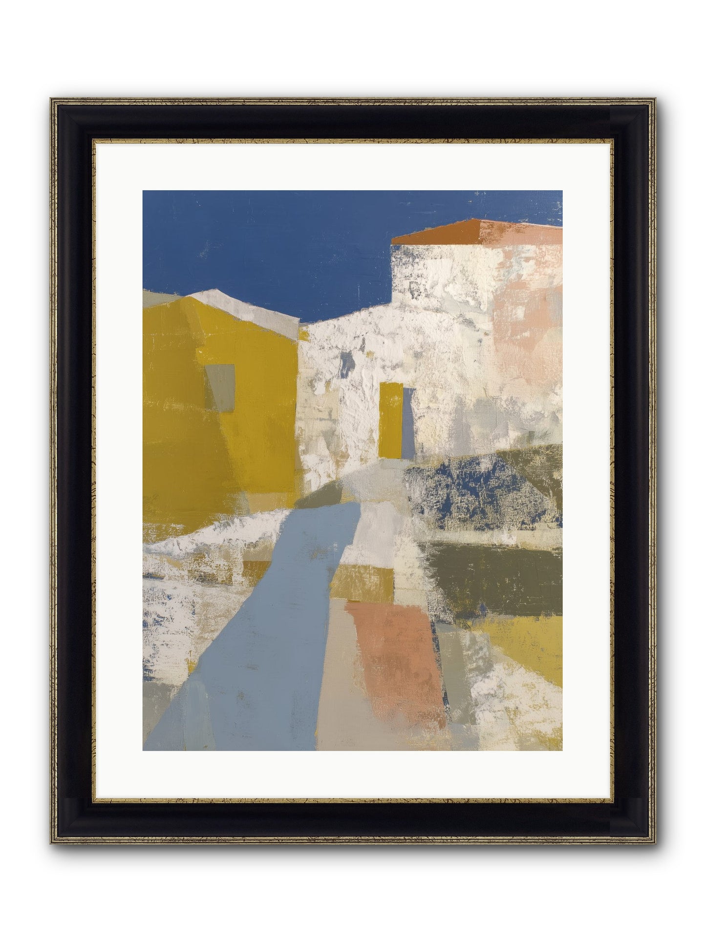 Ochre Tangle Framed Print - Black & Gold 18x24