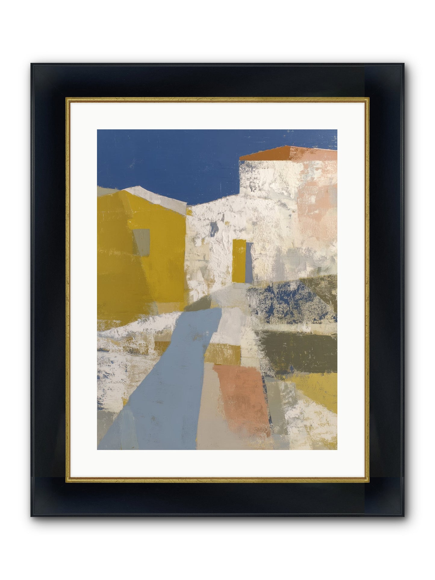 Ochre Tangle Framed Print - Wide Black w/Gold 18x24