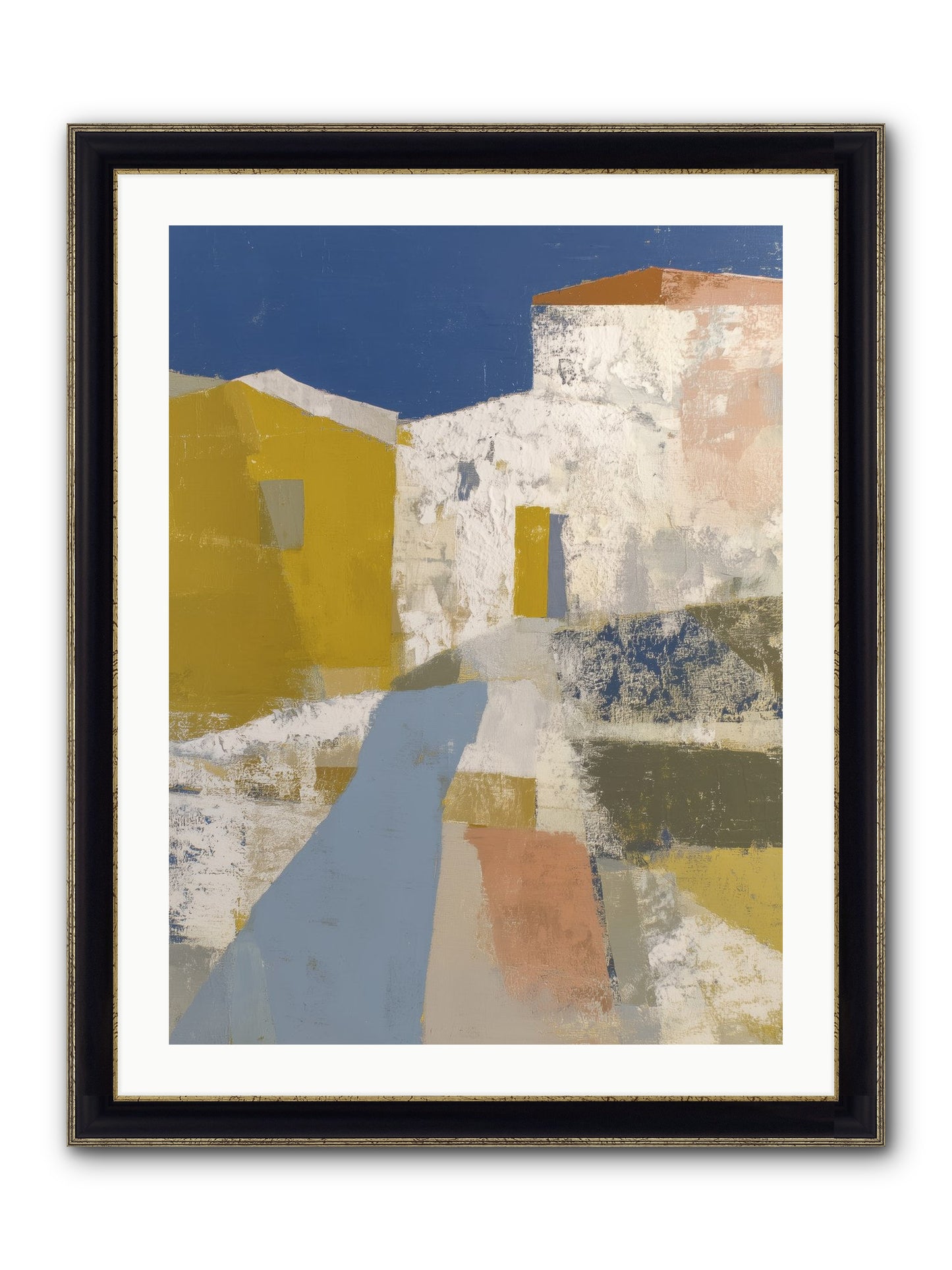 Ochre Tangle Framed Print - Black & Gold 24x32