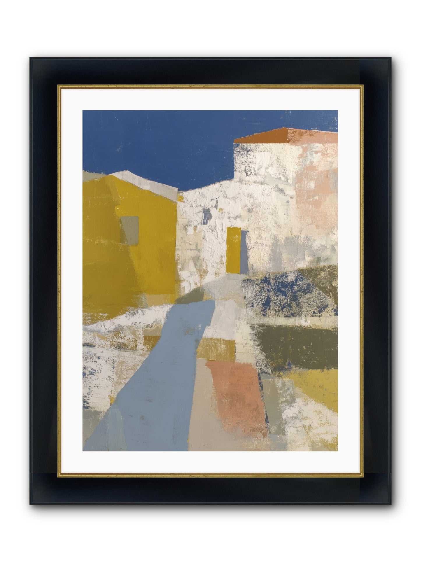 Ochre Tangle Framed Print - Wide Black w/Gold 24x32