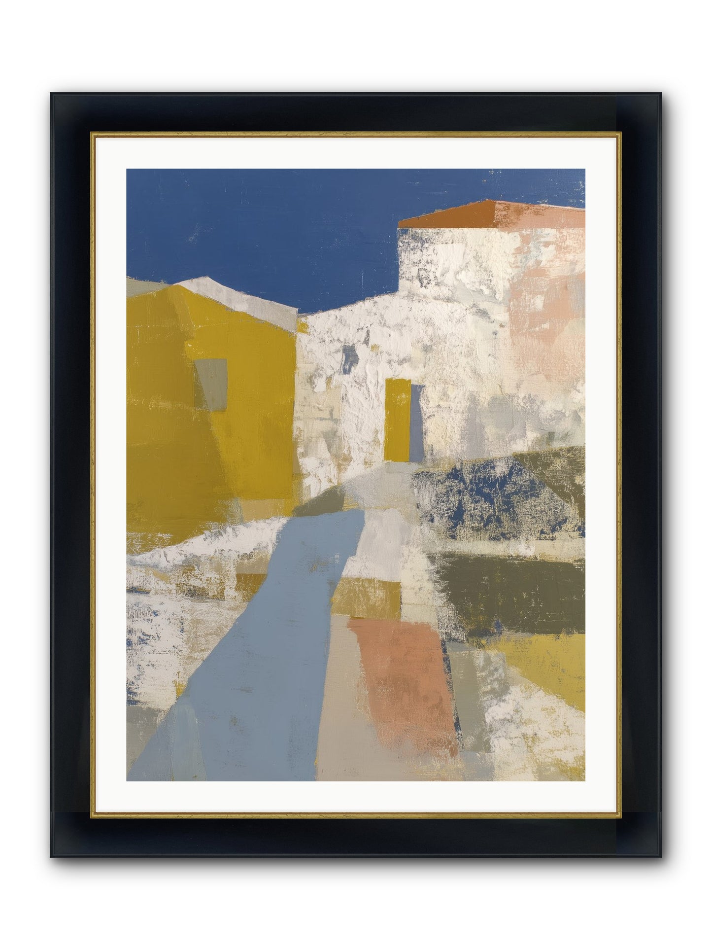 Ochre Tangle Framed Print - Wide Black w/Gold 30x40