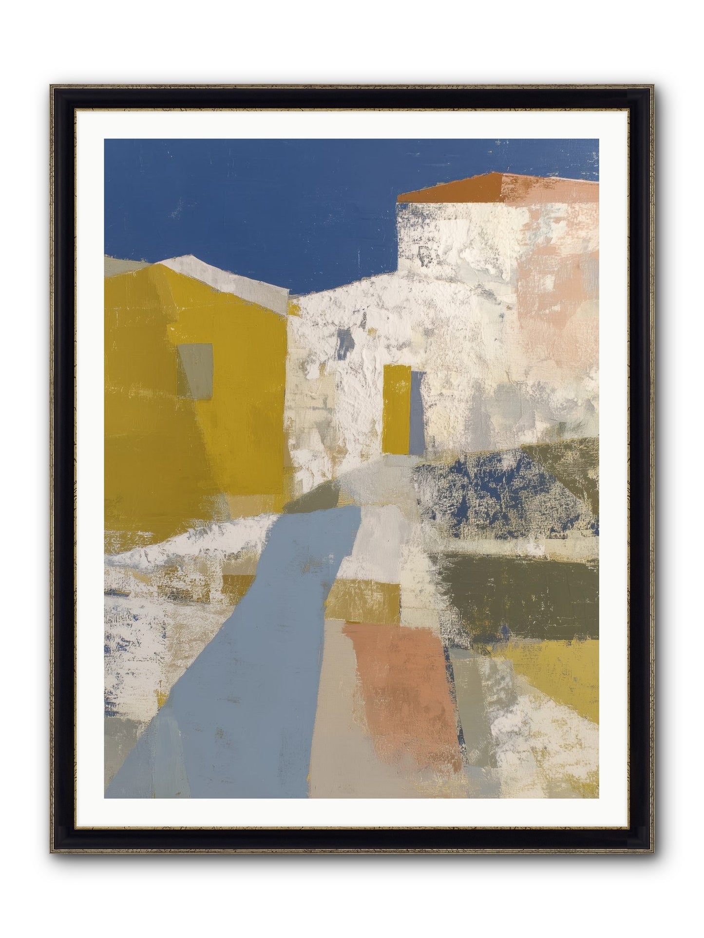 Ochre Tangle Framed Print - Black & Gold 36x48