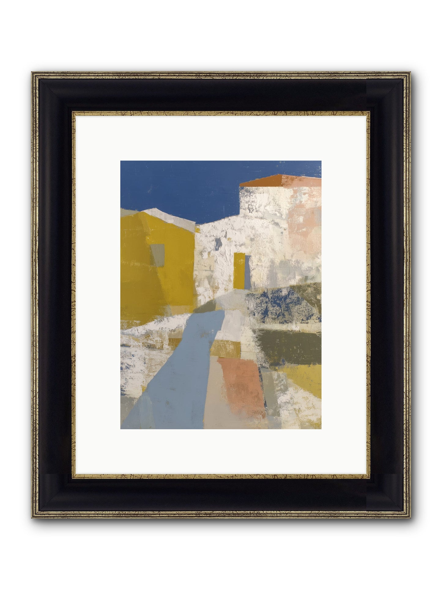 Ochre Tangle Framed Print - Black & Gold 9x12