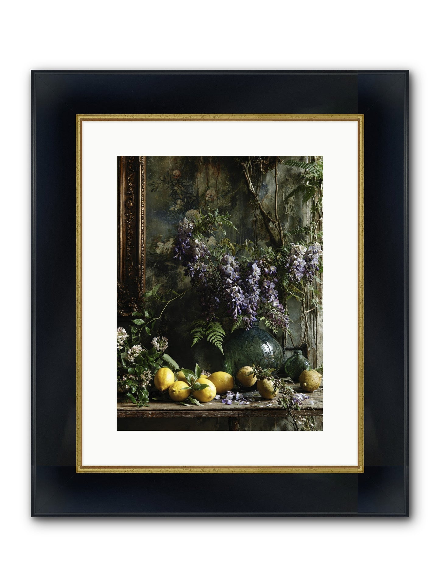 Octavia Framed Print - Wide Black w/Gold 12x16