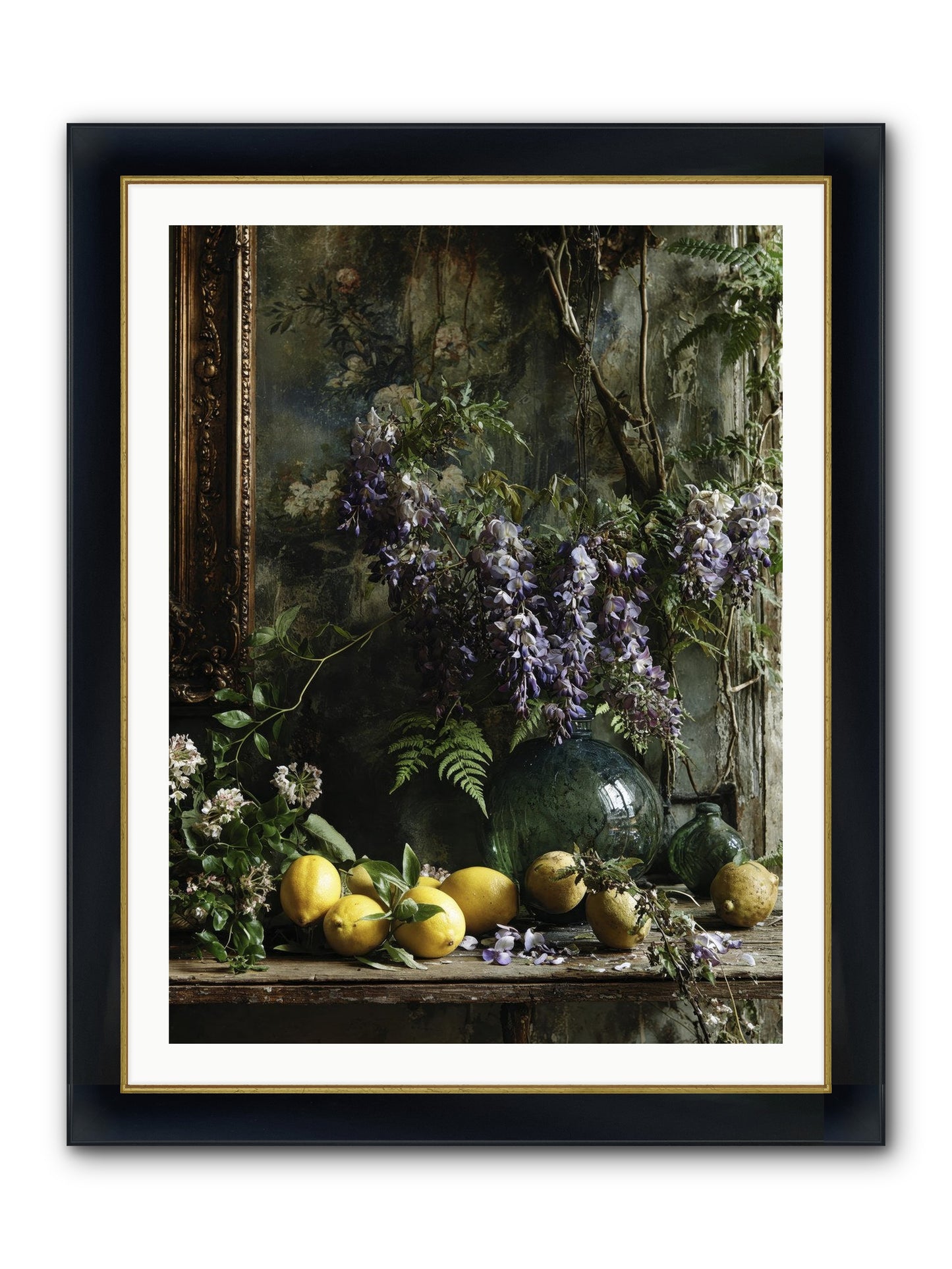 Octavia Framed Print - Wide Black w/Gold 30x40
