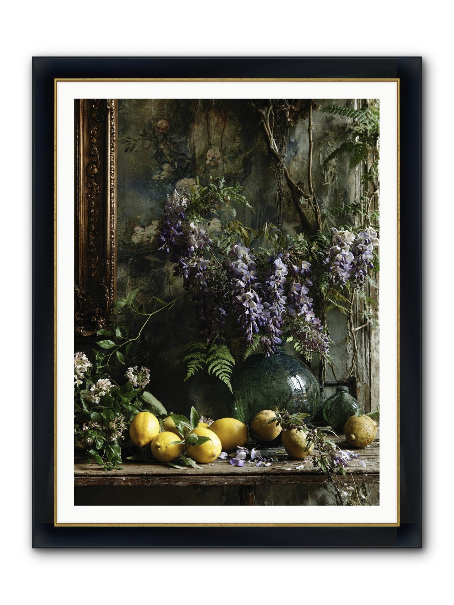 Octavia Framed Print - Wide Black w/Gold 36x48