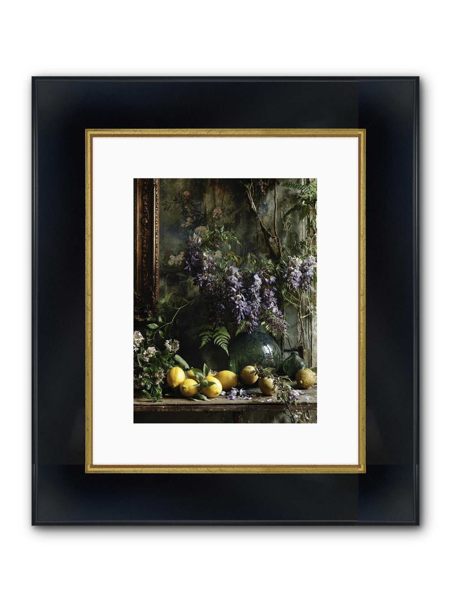 Octavia Framed Print - Wide Black w/Gold 9x12