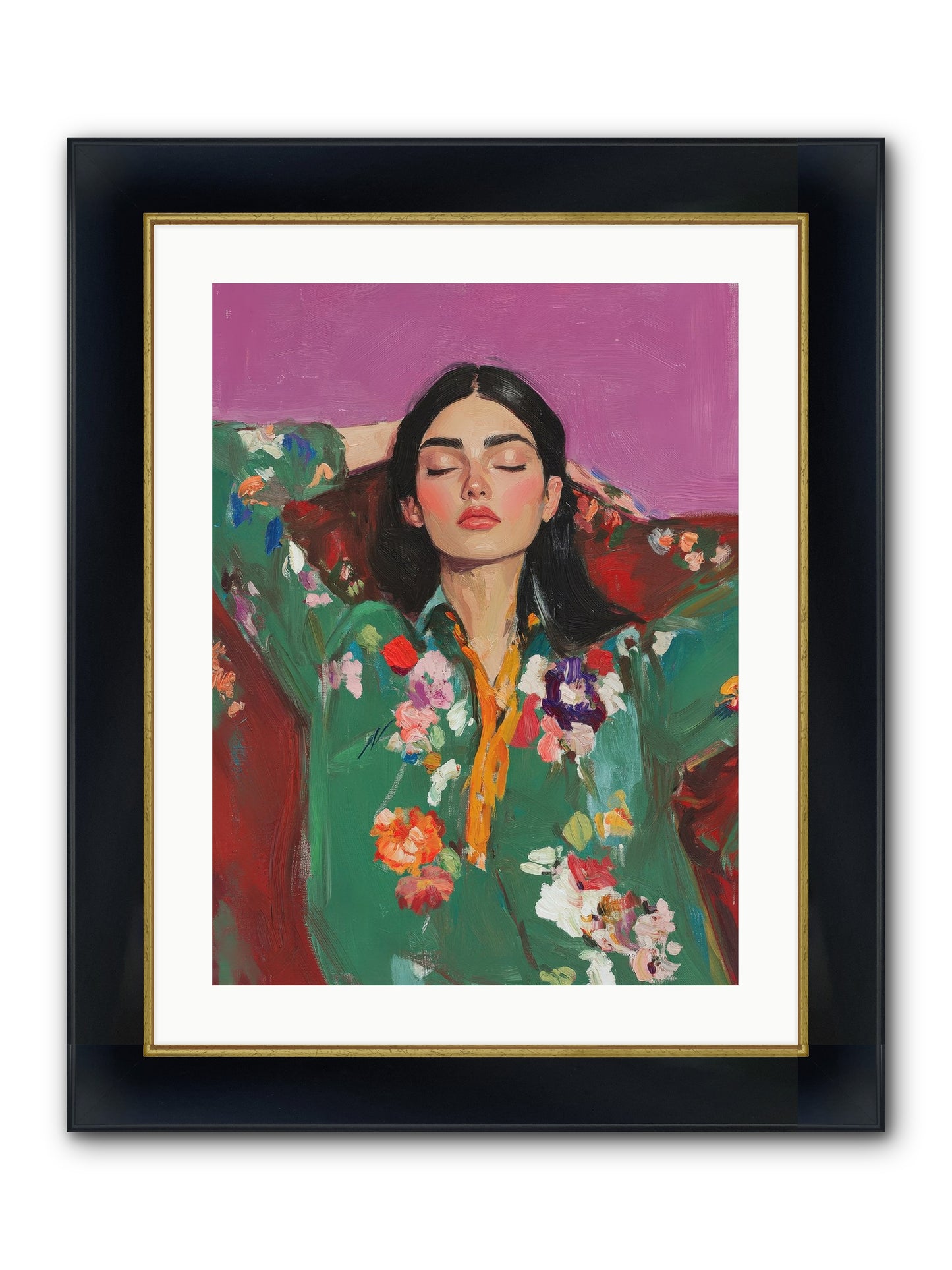 Octavia Wildrose Framed Print - Wide Black w/Gold 18x24