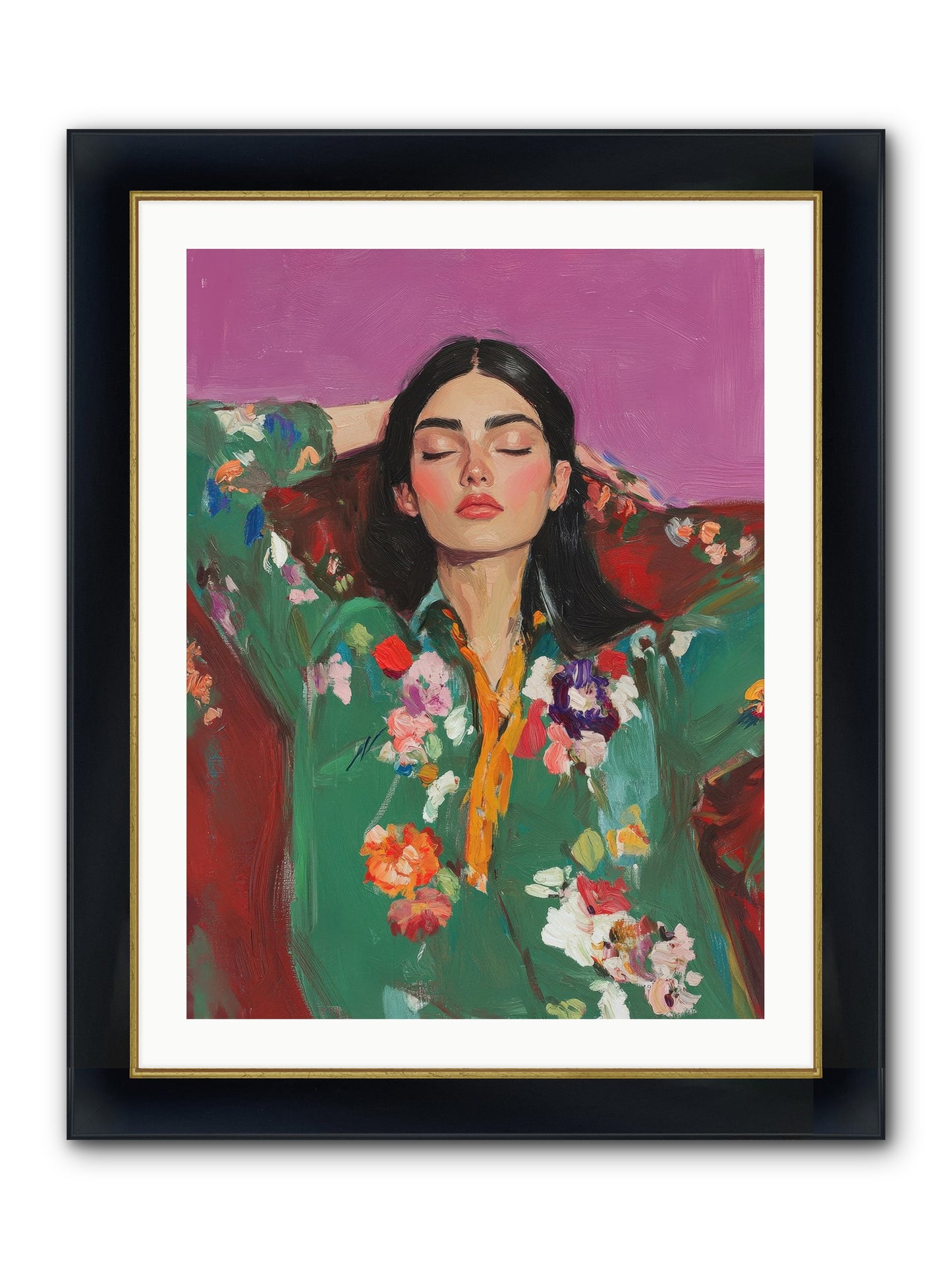 Octavia Wildrose Framed Print - Wide Black w/Gold 24x32