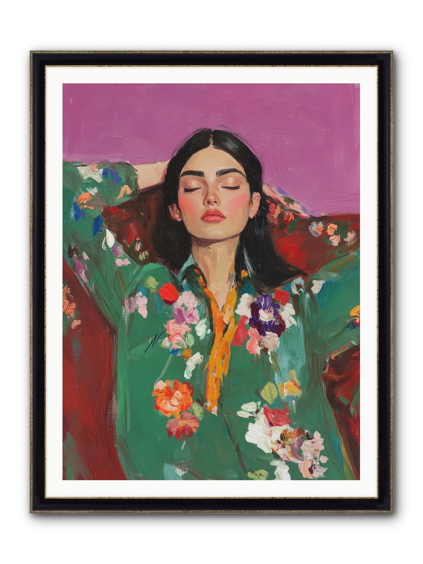Octavia Wildrose Framed Print - Black & Gold 36x48