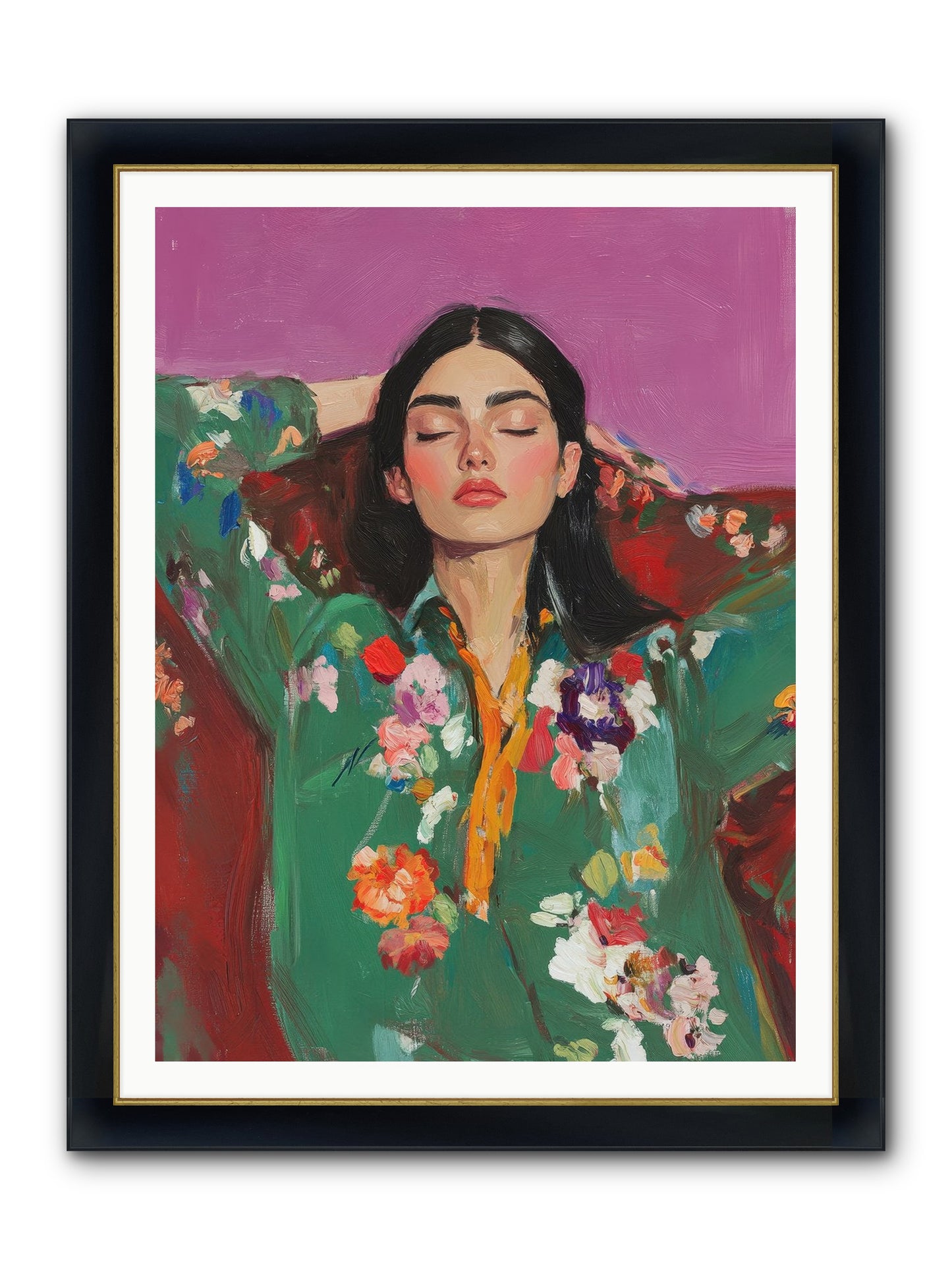 Octavia Wildrose Framed Print - Wide Black w/Gold 36x48