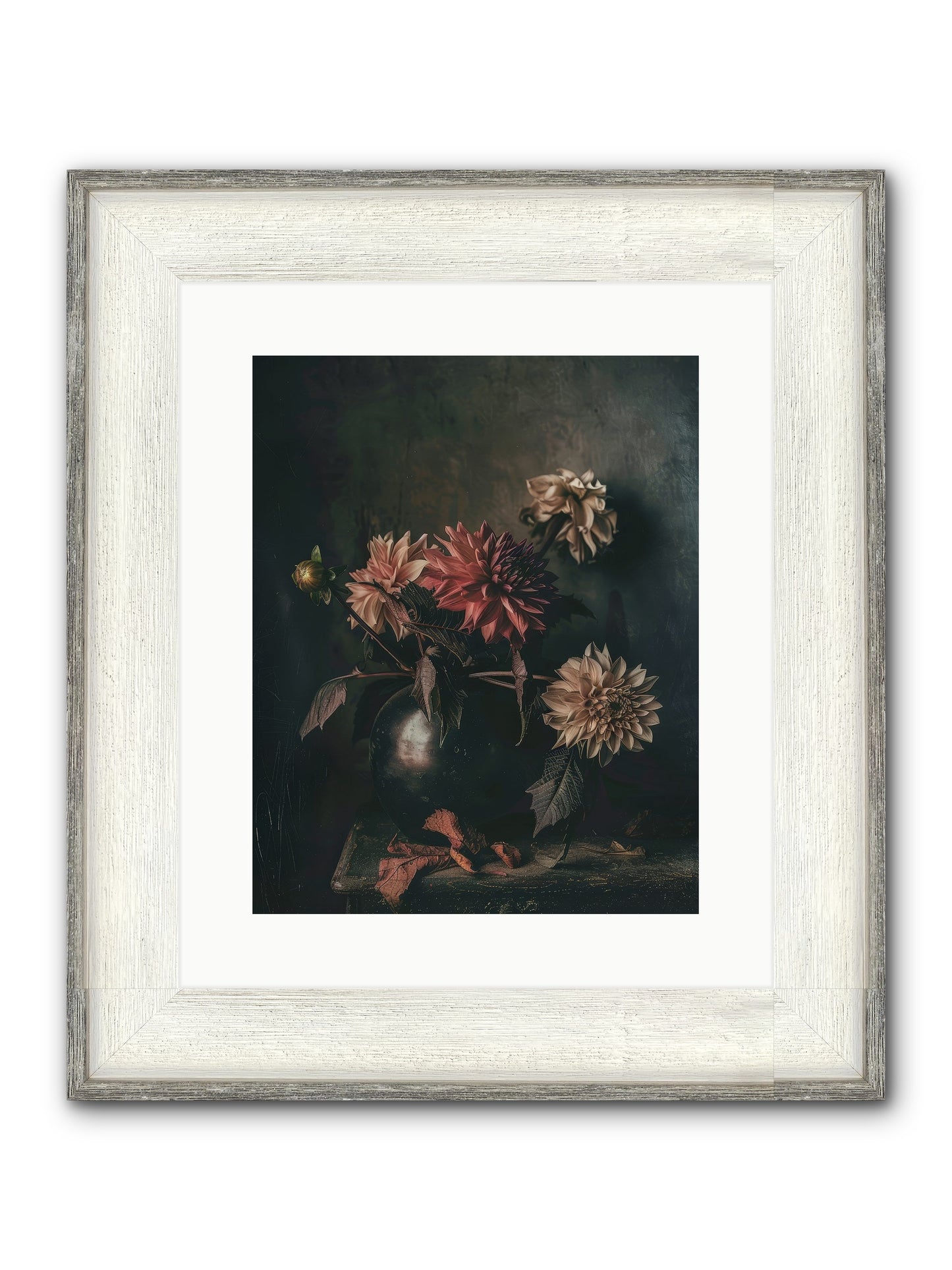 October Bloom Framed Print - Driftwood White 12x15
